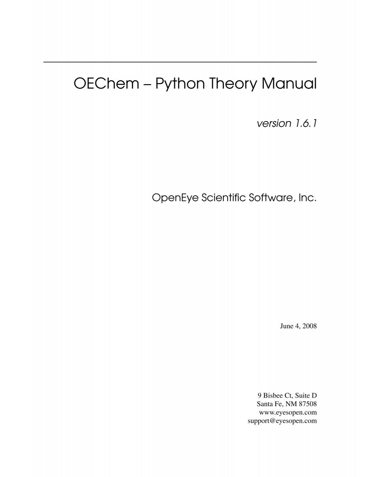 Oechem Python Theory Manual