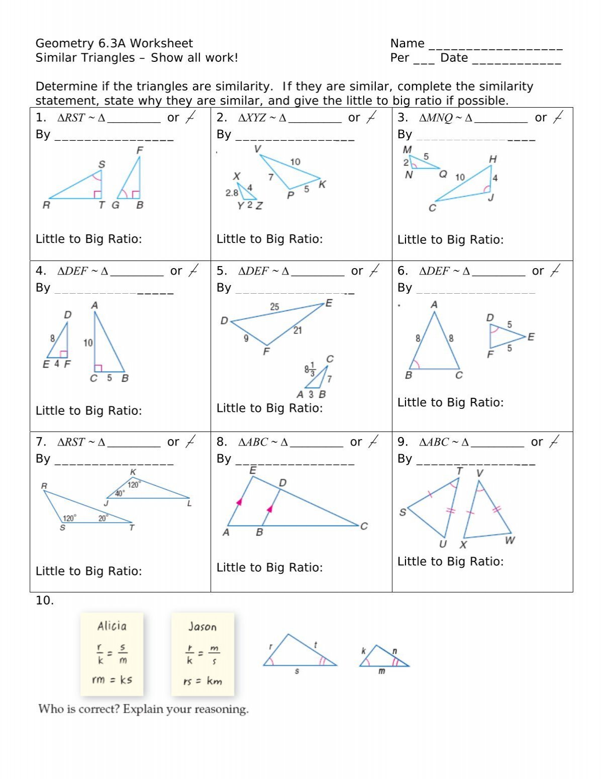 Unit 6 Similar Triangles Homework 4 Similar Triangle Proofs : Proving