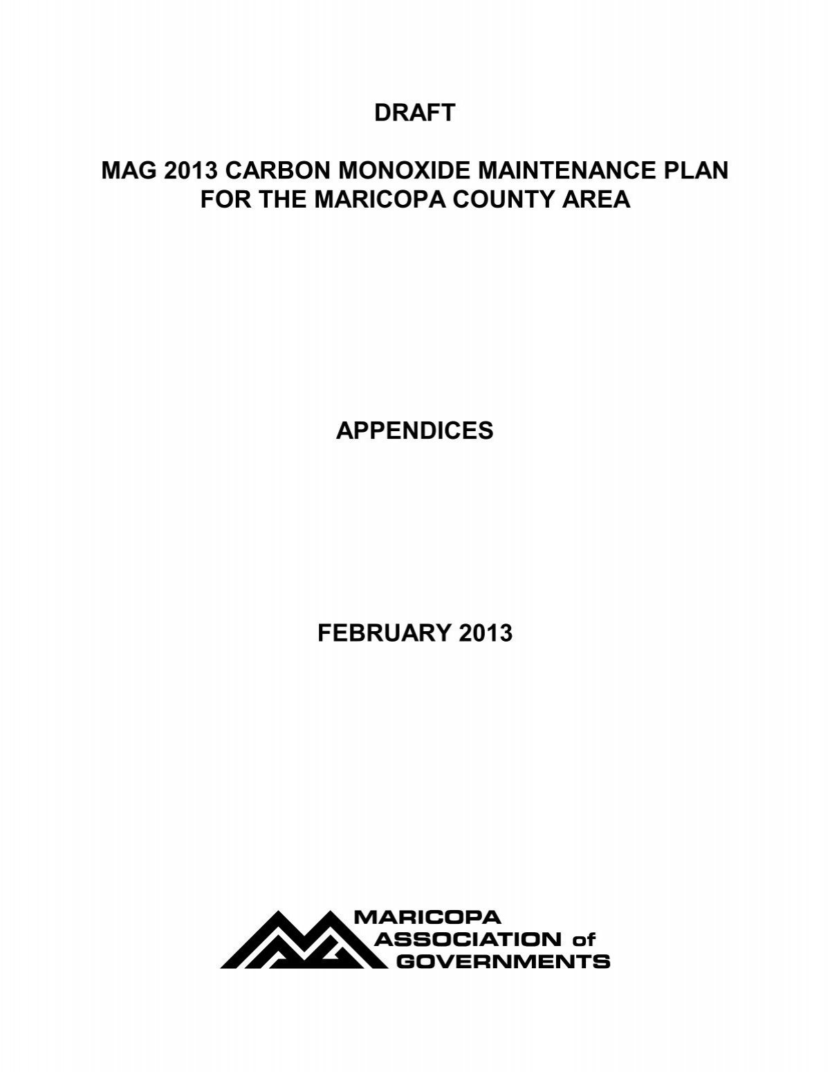 draft mag 2013 carbon monoxide maintenance plan for the