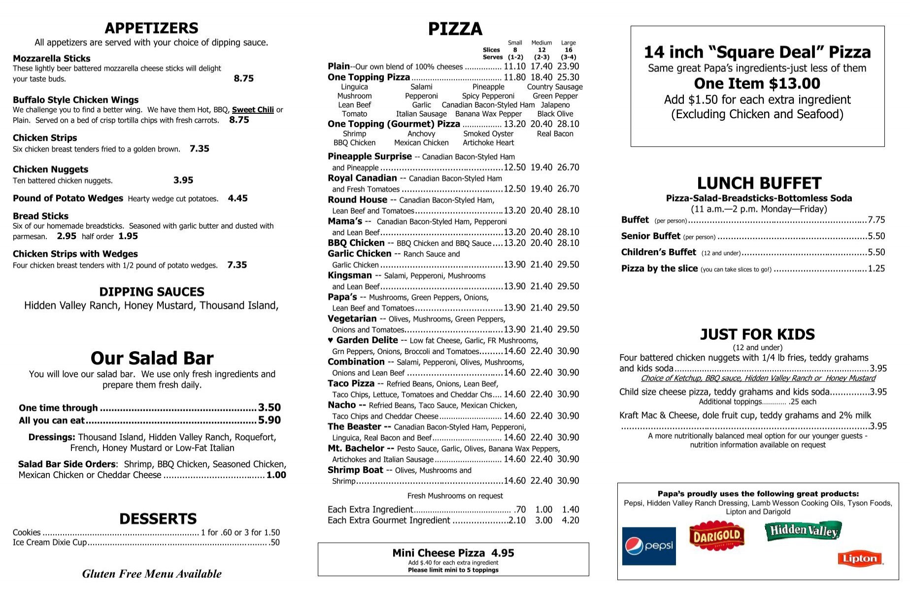PAPA'S PIZZA PARLOR, Springfield - 4011 Main St - Menu, Prices & Restaurant  Reviews - Tripadvisor