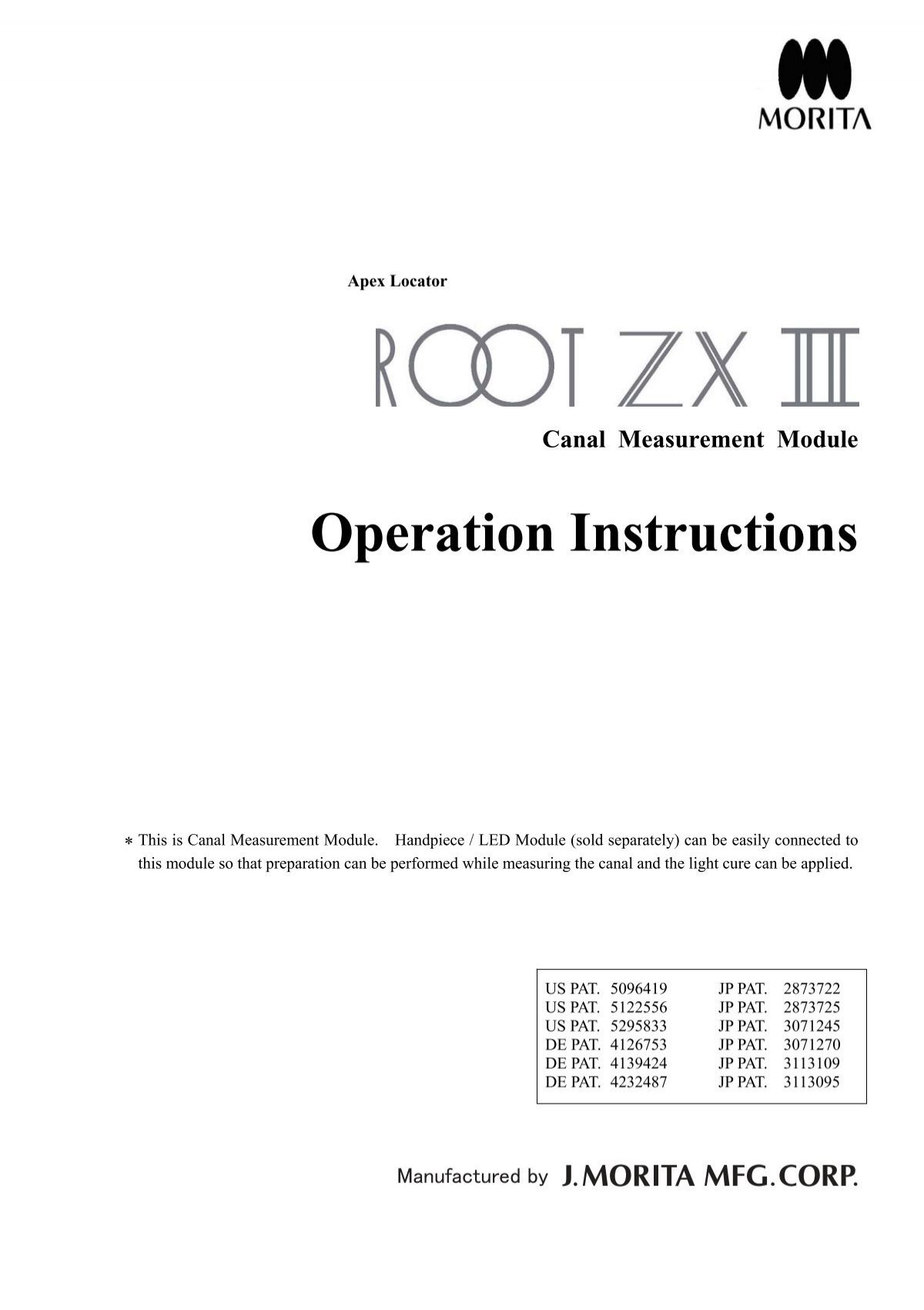 Root ZX II Apex Locator Instructions for Use - Morita