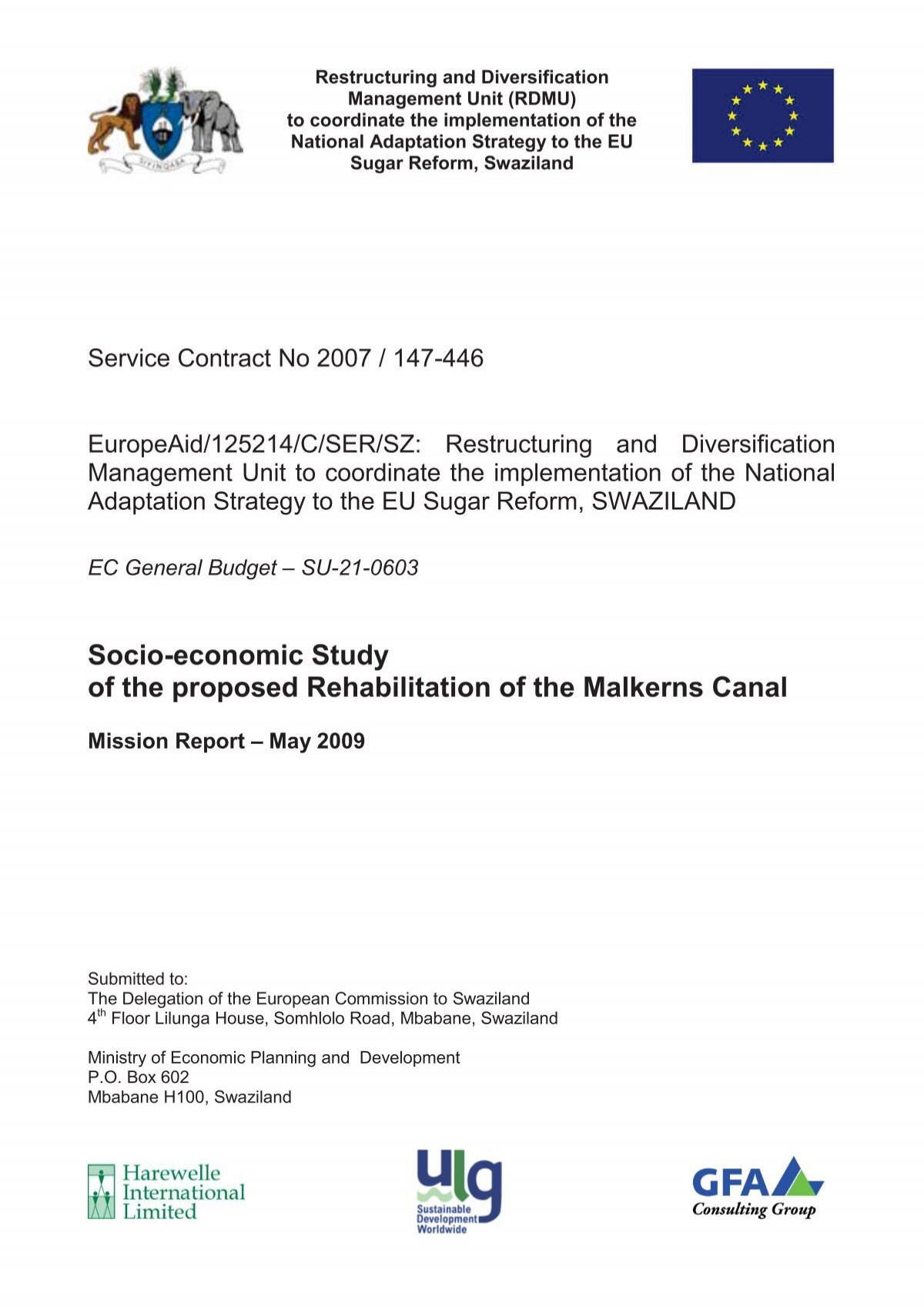 Service Contract No 2007 / 147-446 Socio-economic - Swaziland
