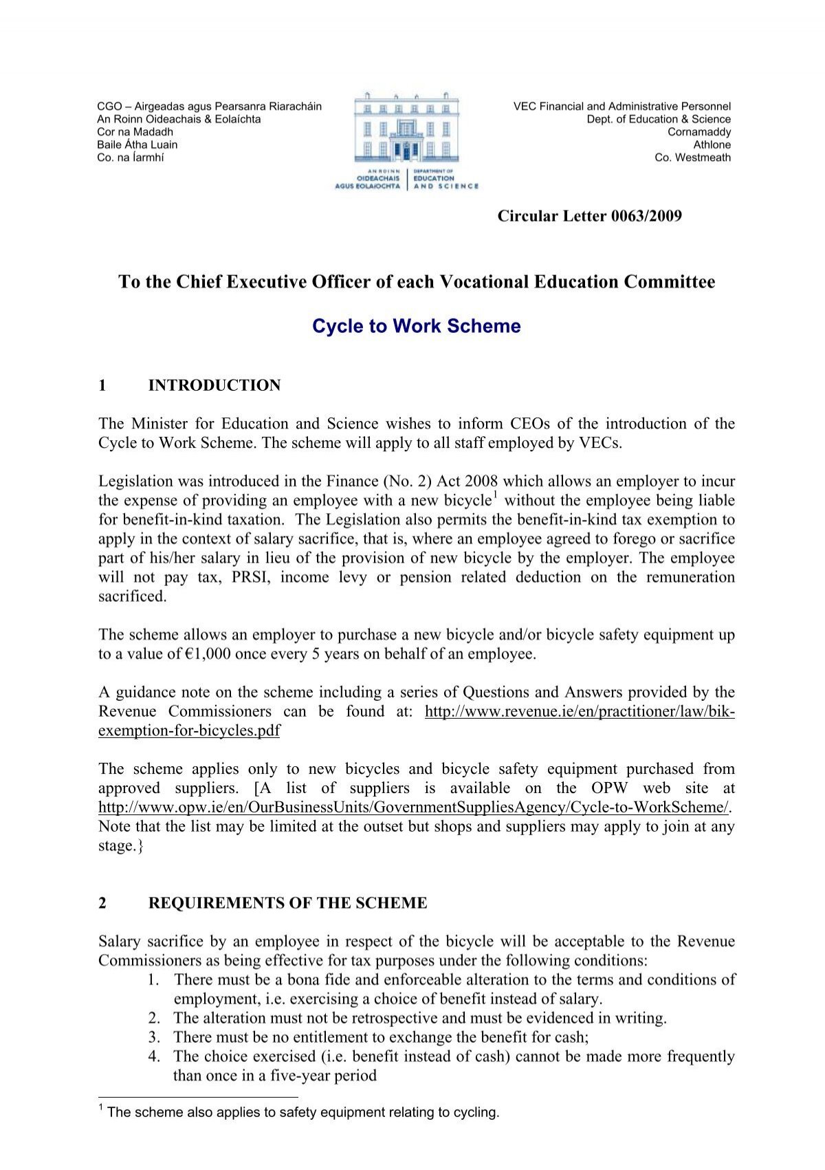 revenue cycle to work scheme