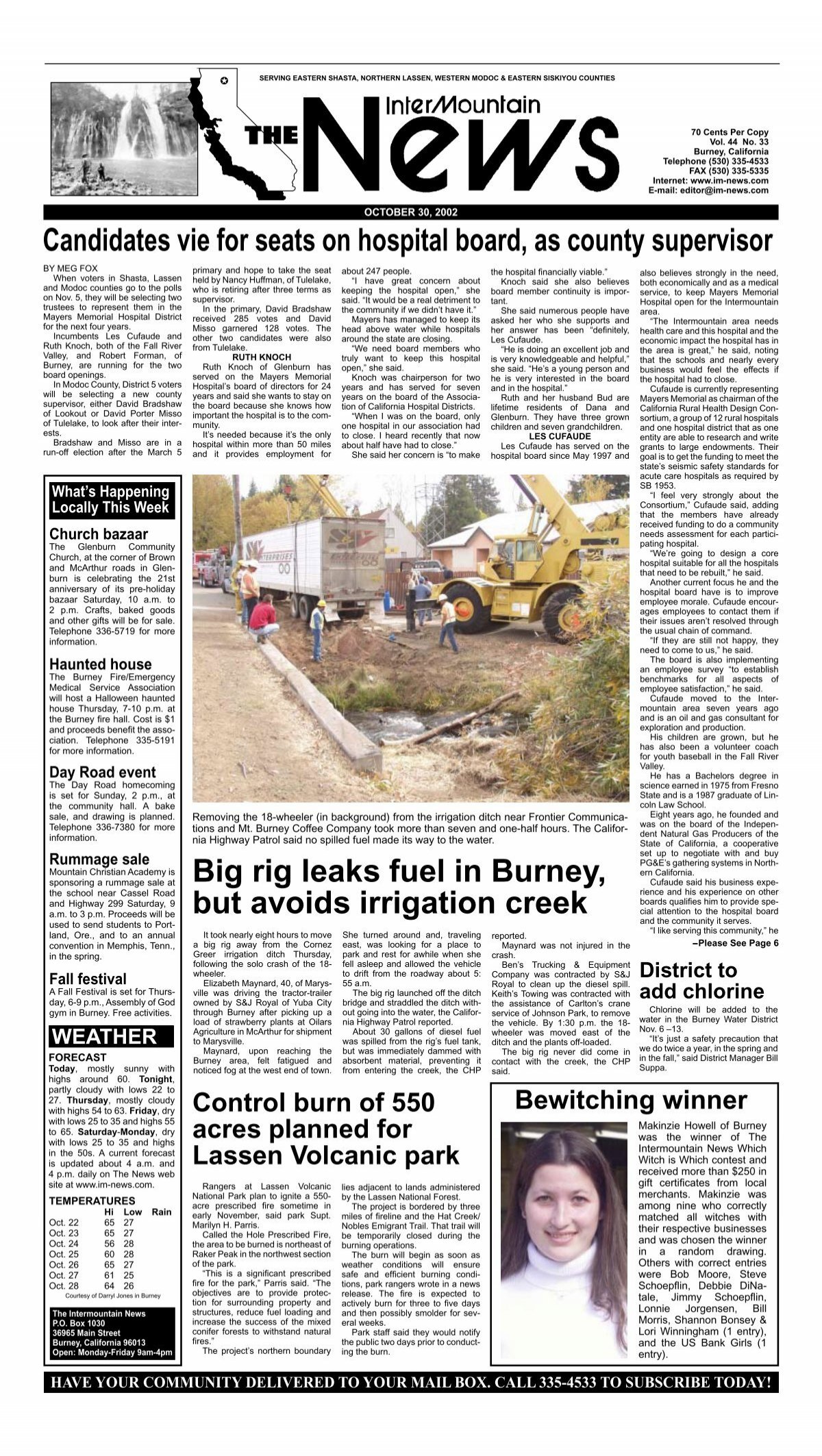 Big rig leaks fuel in Burney, but avoids - Intermountain News