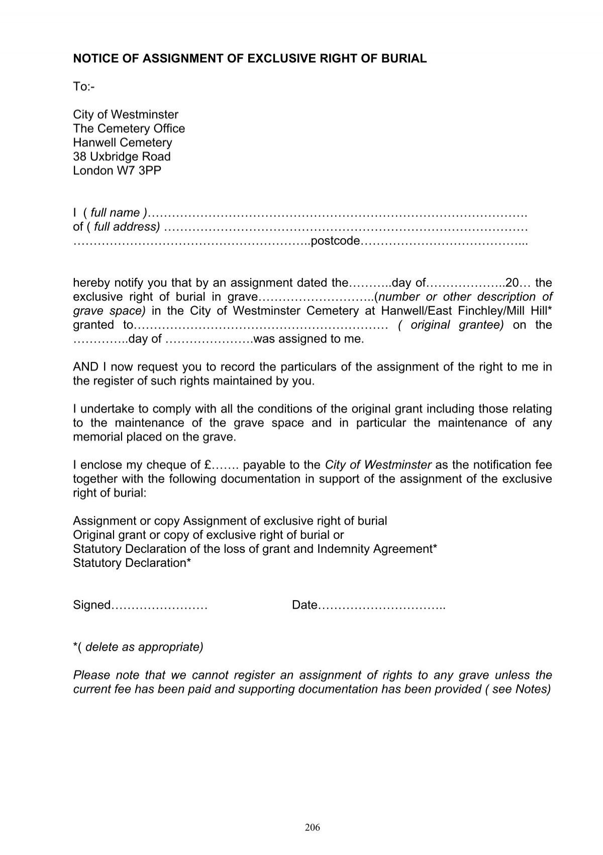 notice of assignment equitable