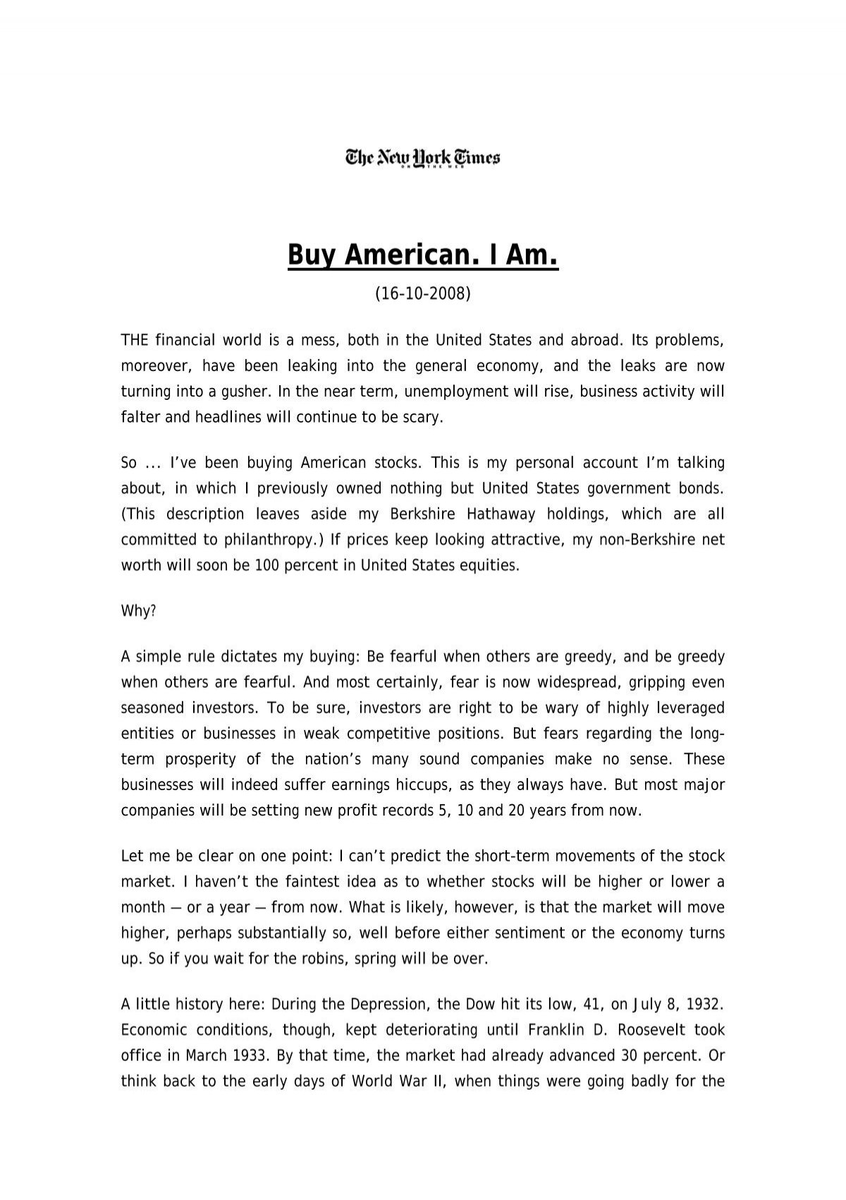 Buy American. I Am. - Bestinver