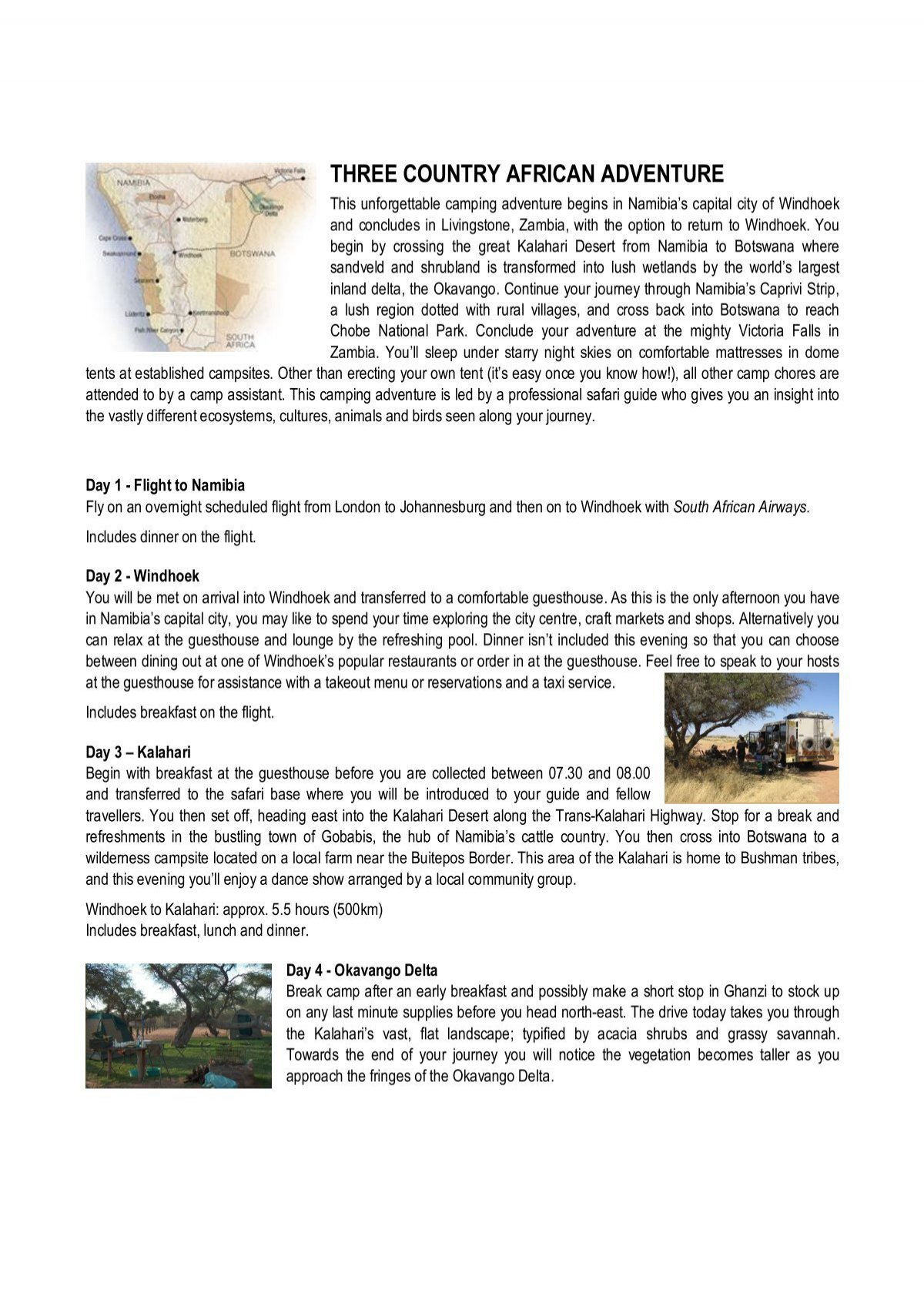 Summary of Three Country African Adventure - Wild about Africa