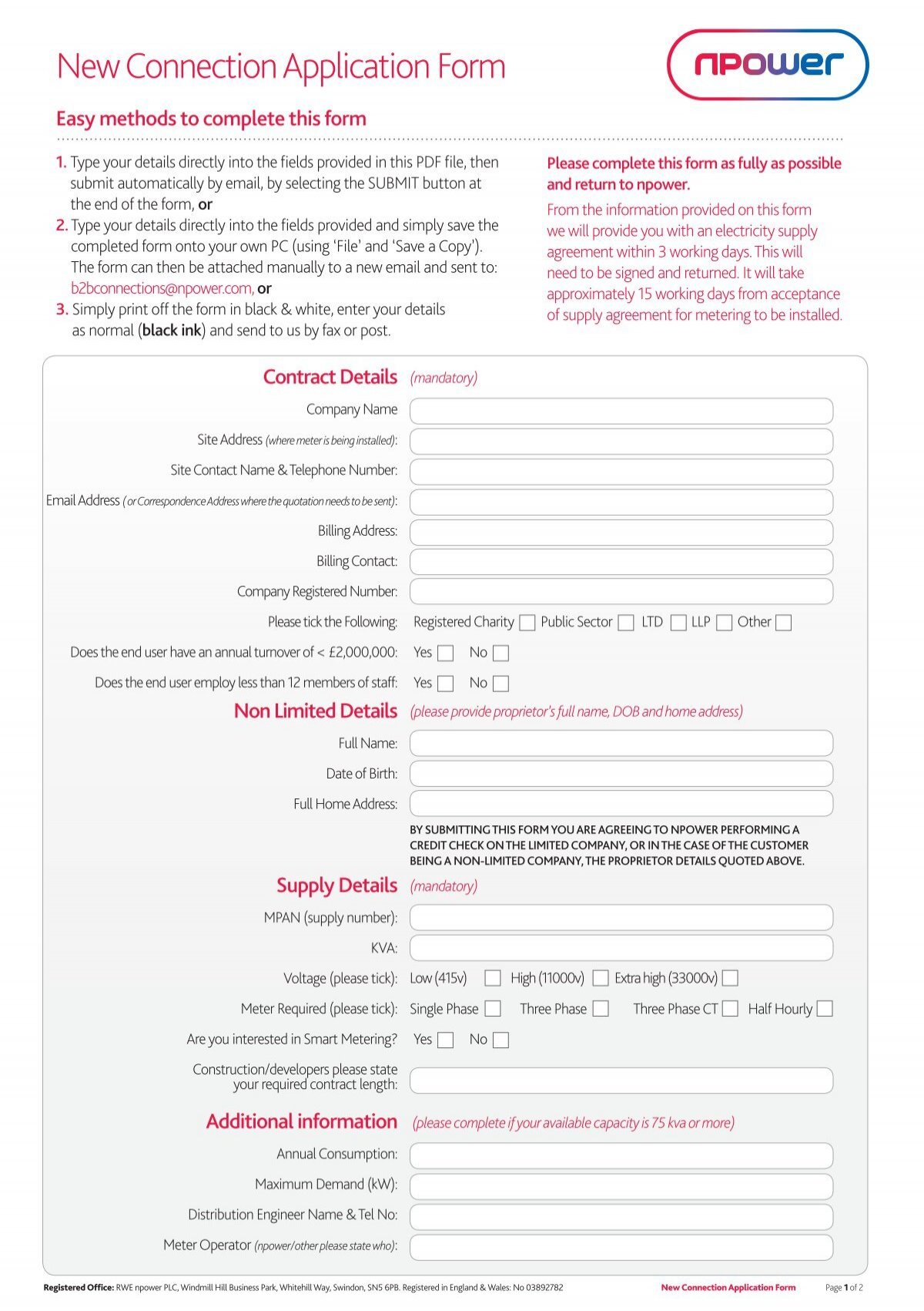 npower business plan form