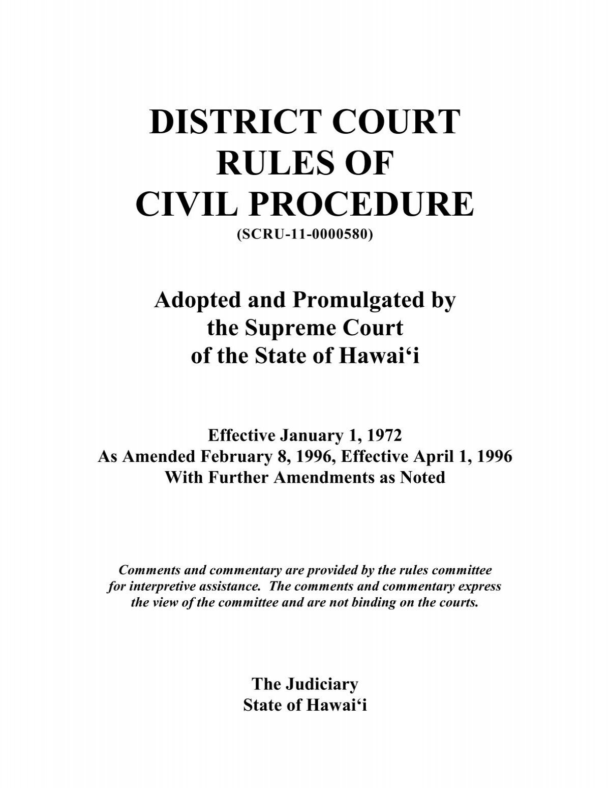 district court rules of civil procedure Hawaii State Judiciary