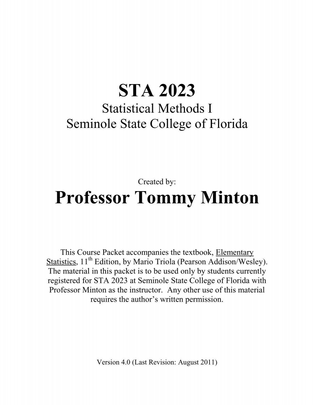 Sta 23 Course Packet Version 3 0 Search Seminole State