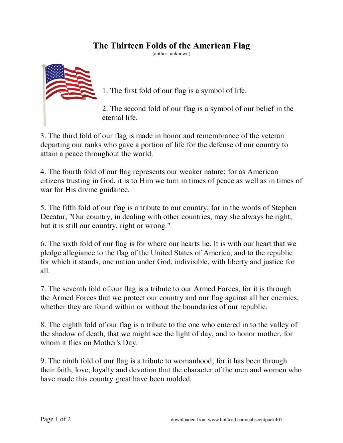The Thirteen Folds of the American Flag