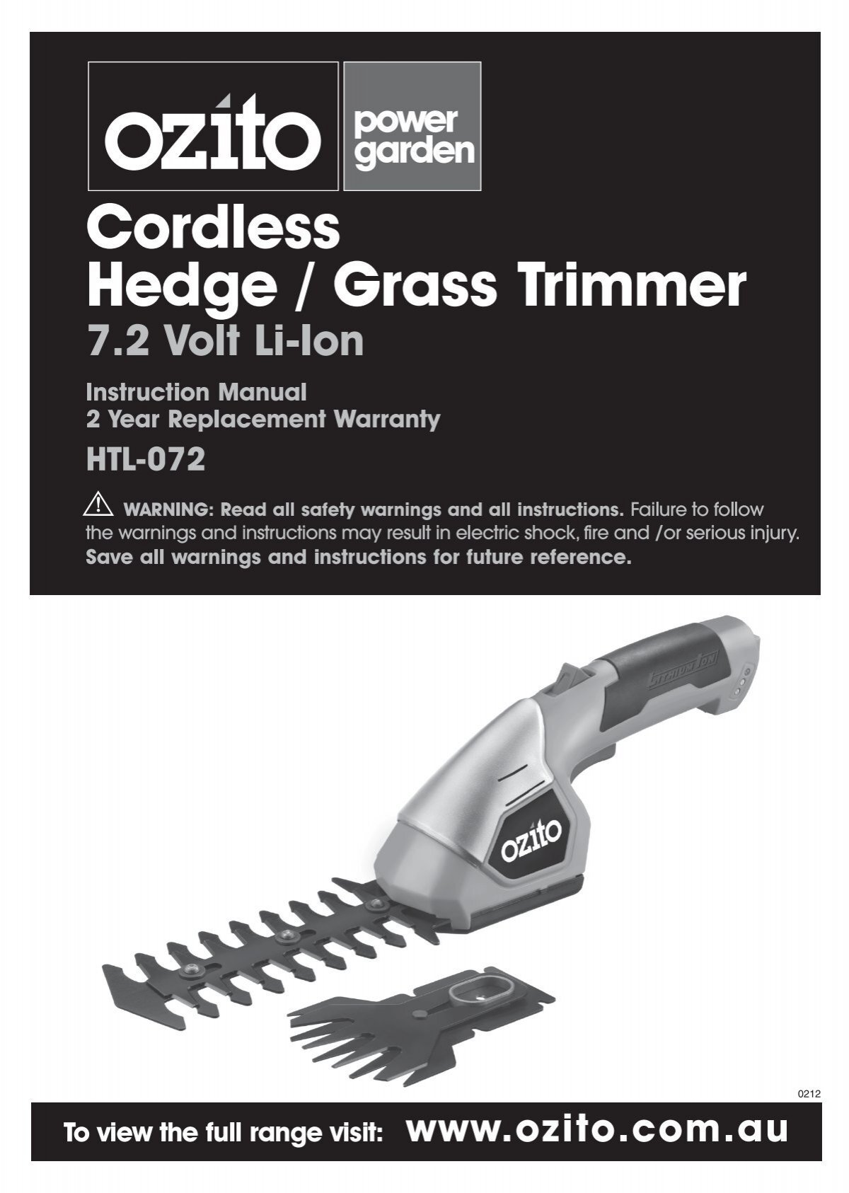 ozito cordless hedge grass trimmer