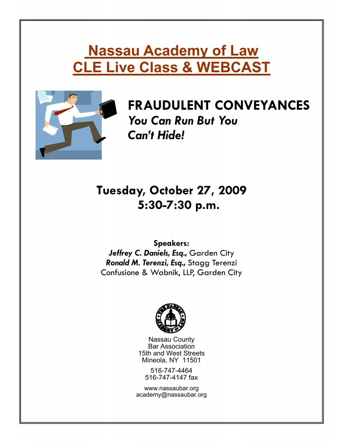 FRAUDULENT CONVEYANCES Nassau Academy of Law CLE Live