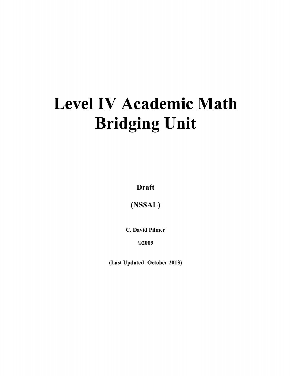 Academic Math Bridging Unit Nova Scotia School For Adult Learning
