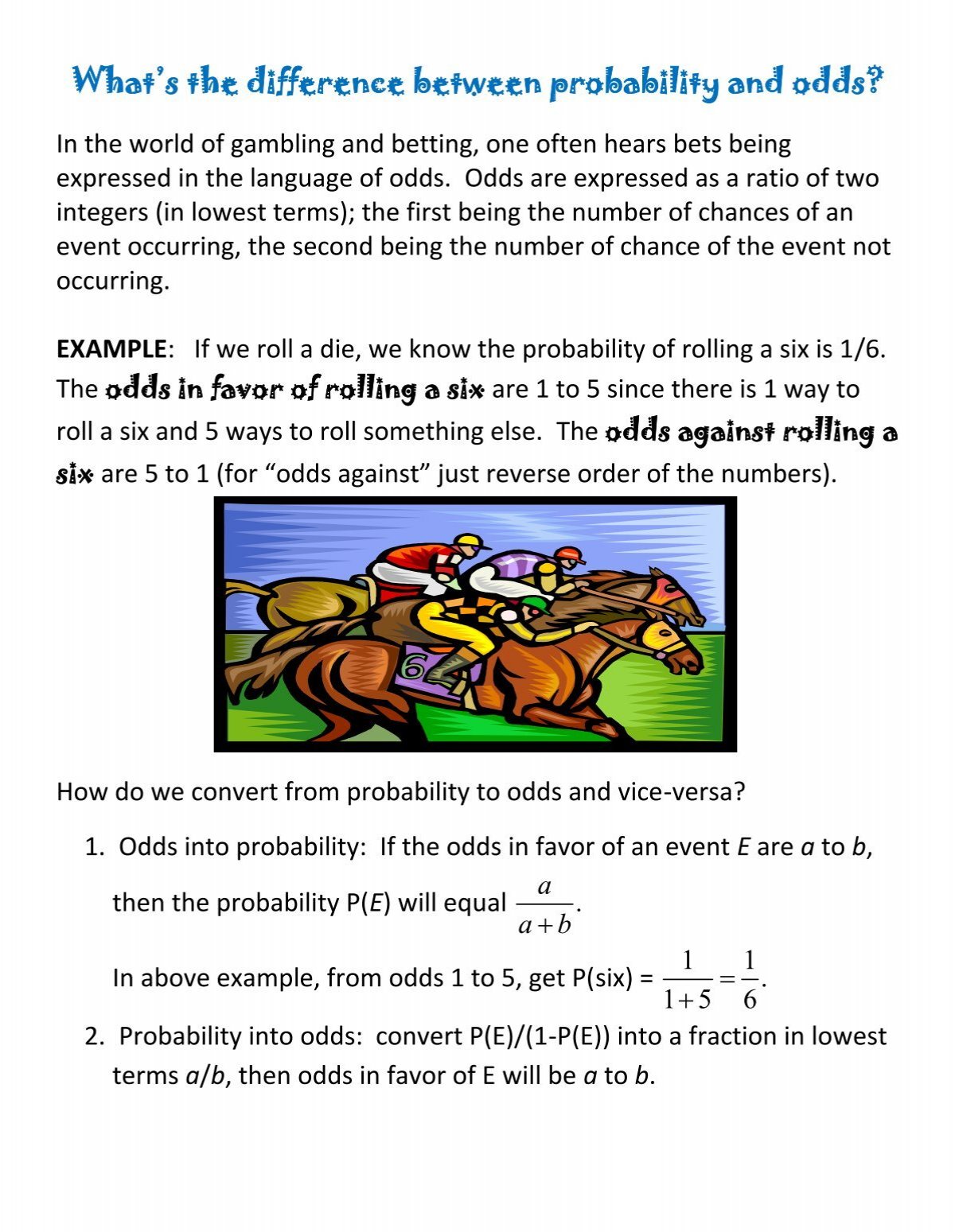 What S The Difference Between Probability And Odds
