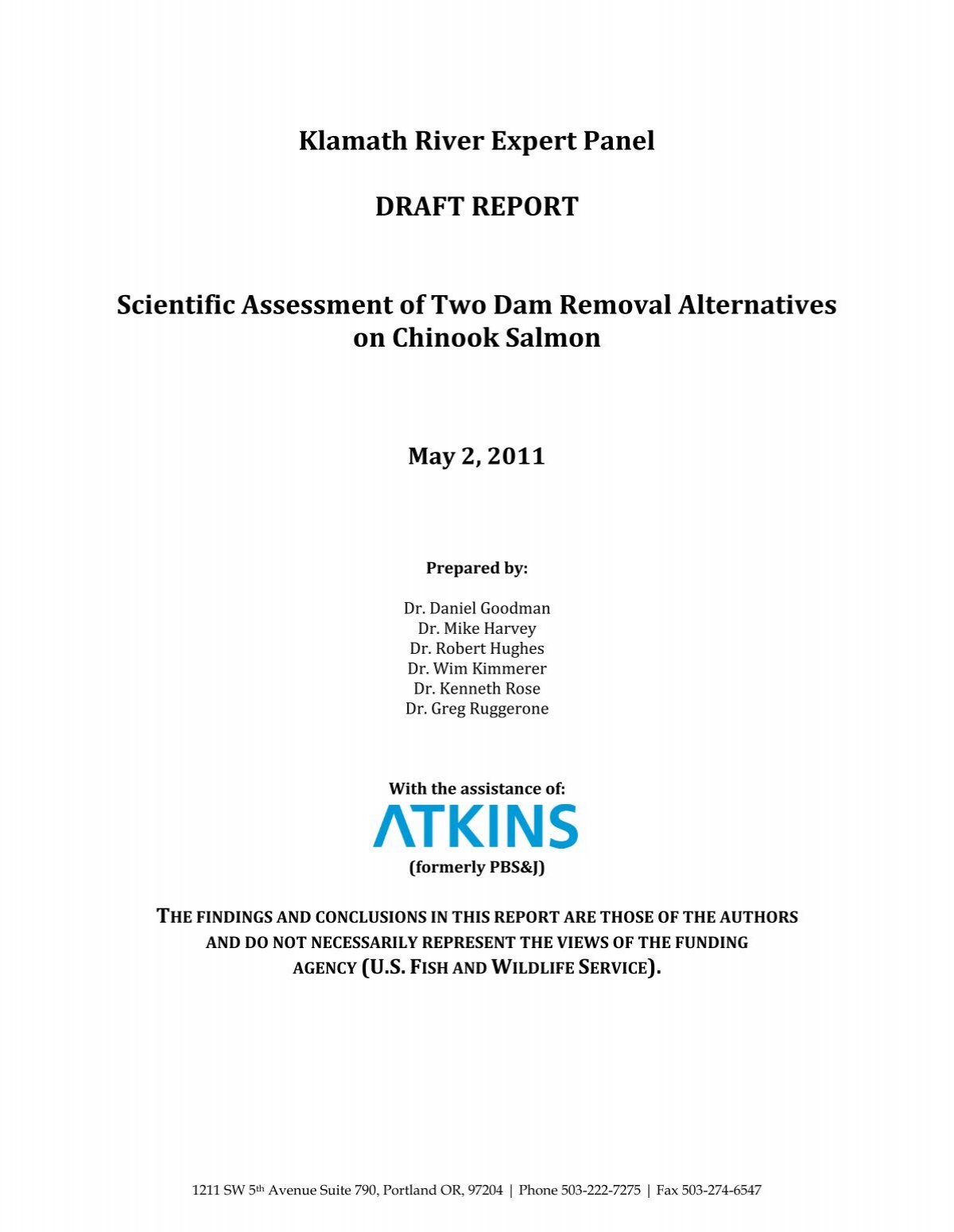 Klamath River Expert Panel DRAFT REPORT Scientific Assessment