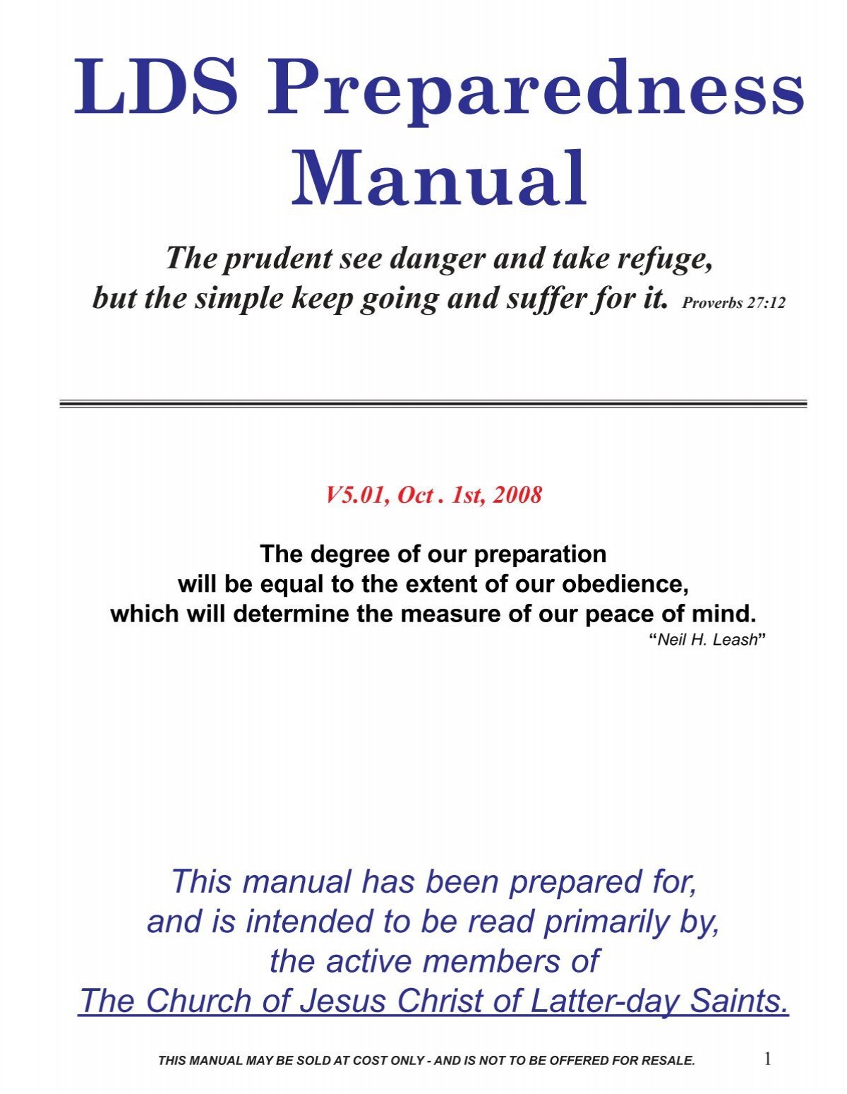 LDS Preparedness Manual - Green-Trust.Org