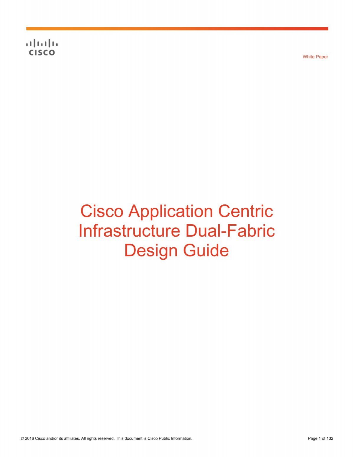 Cisco Application Centric Infrastructure Dual-Fabric Design Guide