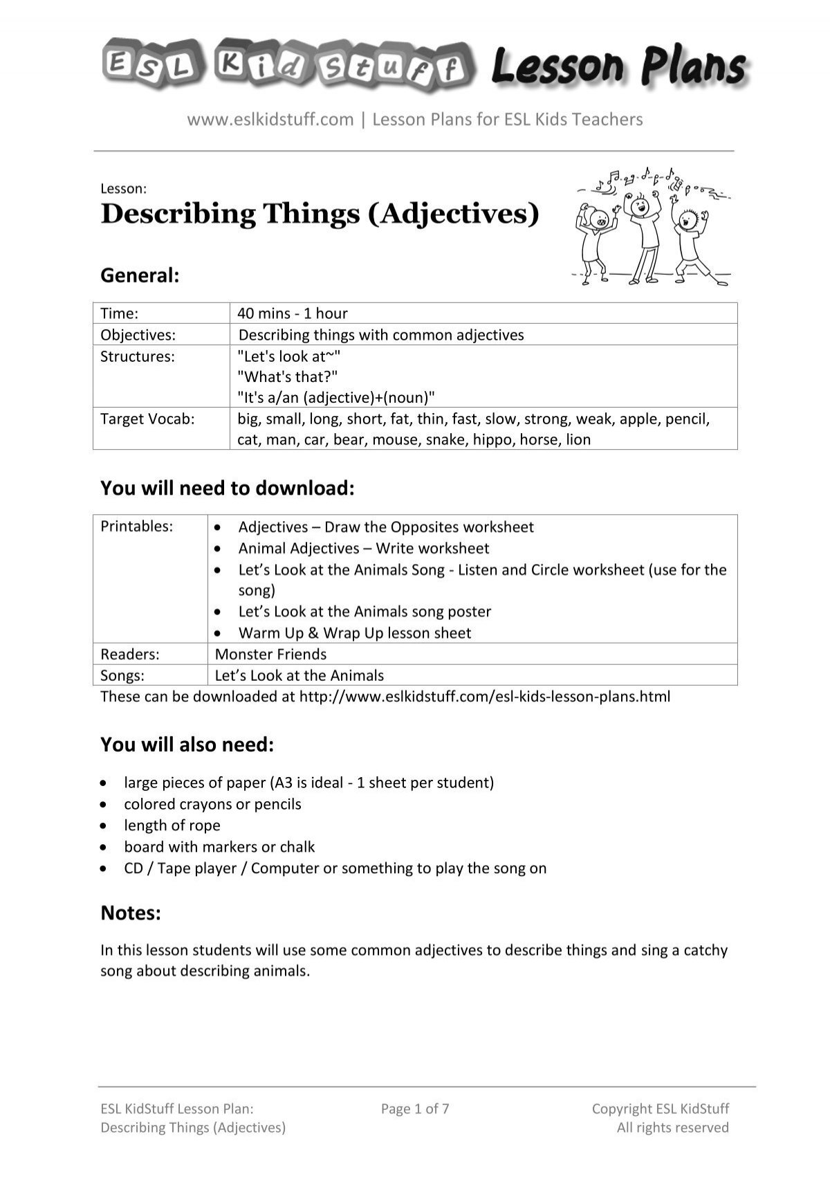 Adjectives: short, tall, thin, fat worksheet