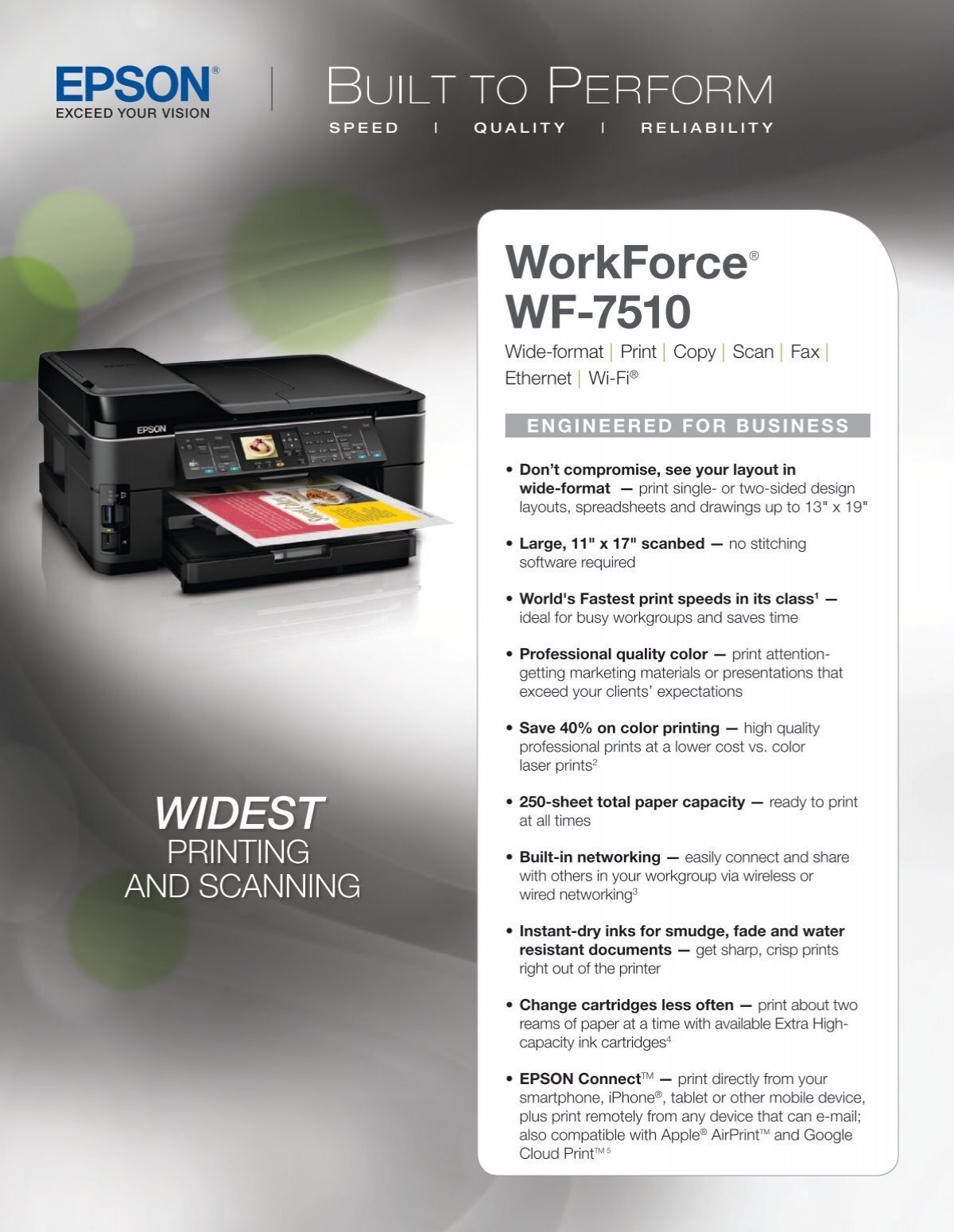 Epson Epson Workforce Wf 7510 All In One Printer Product Specifications 1253
