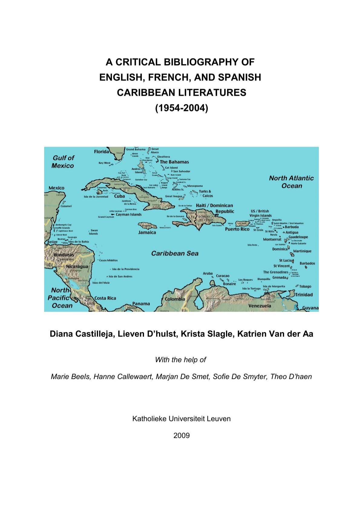 a critical bibliography of english, french, and spanish caribbean ...