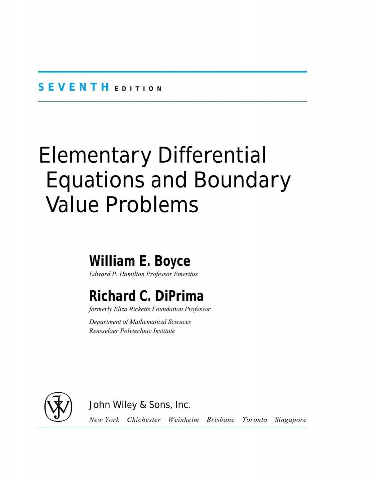 Mathematics - Elementary Differential Equations