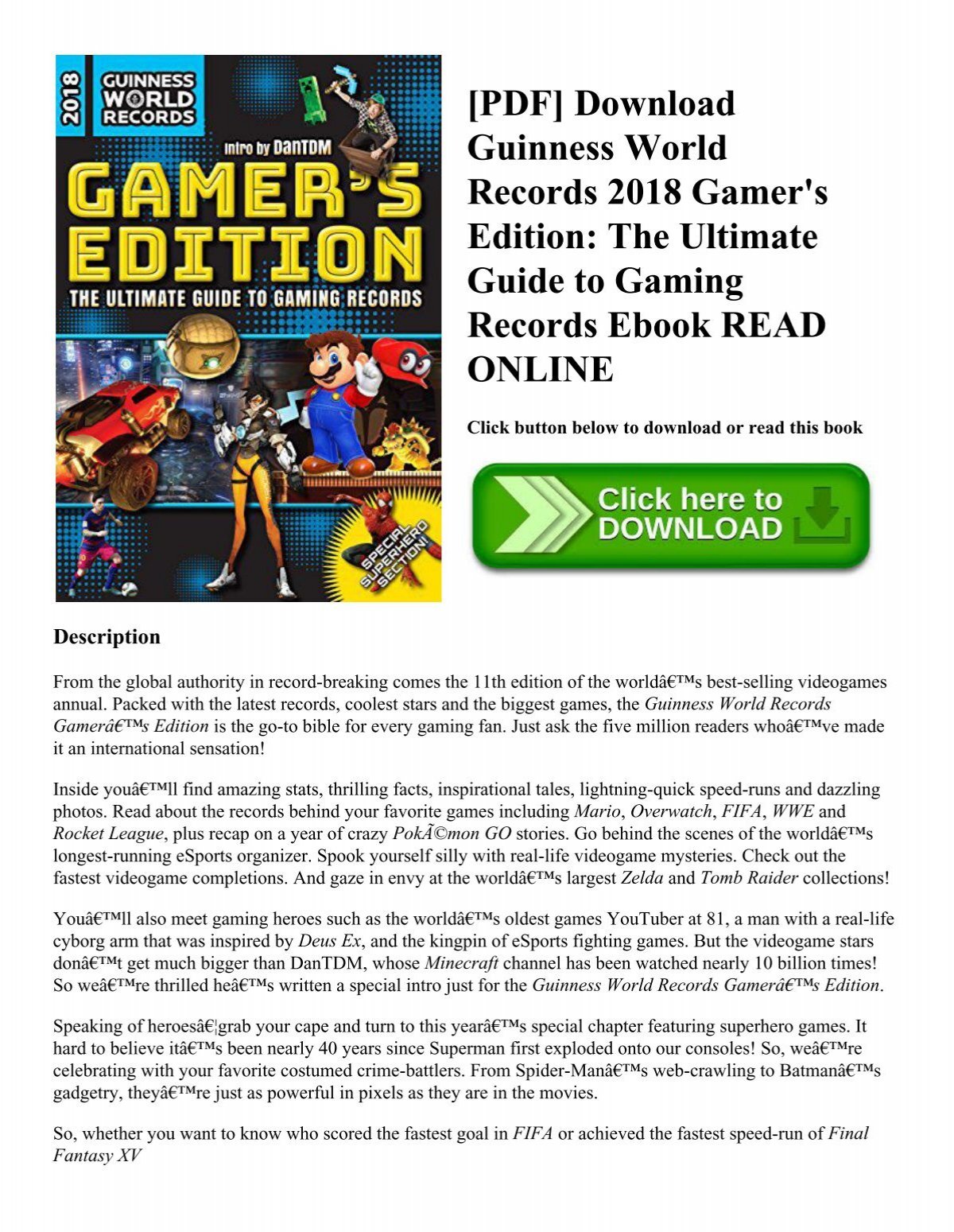 Pdf Download Guinness World Records 2018 Gamer S Edition The Ultimate Guide To Gaming Records Ebook Read Online - best seller the ultimate guide an unofficial roblox game guide e book