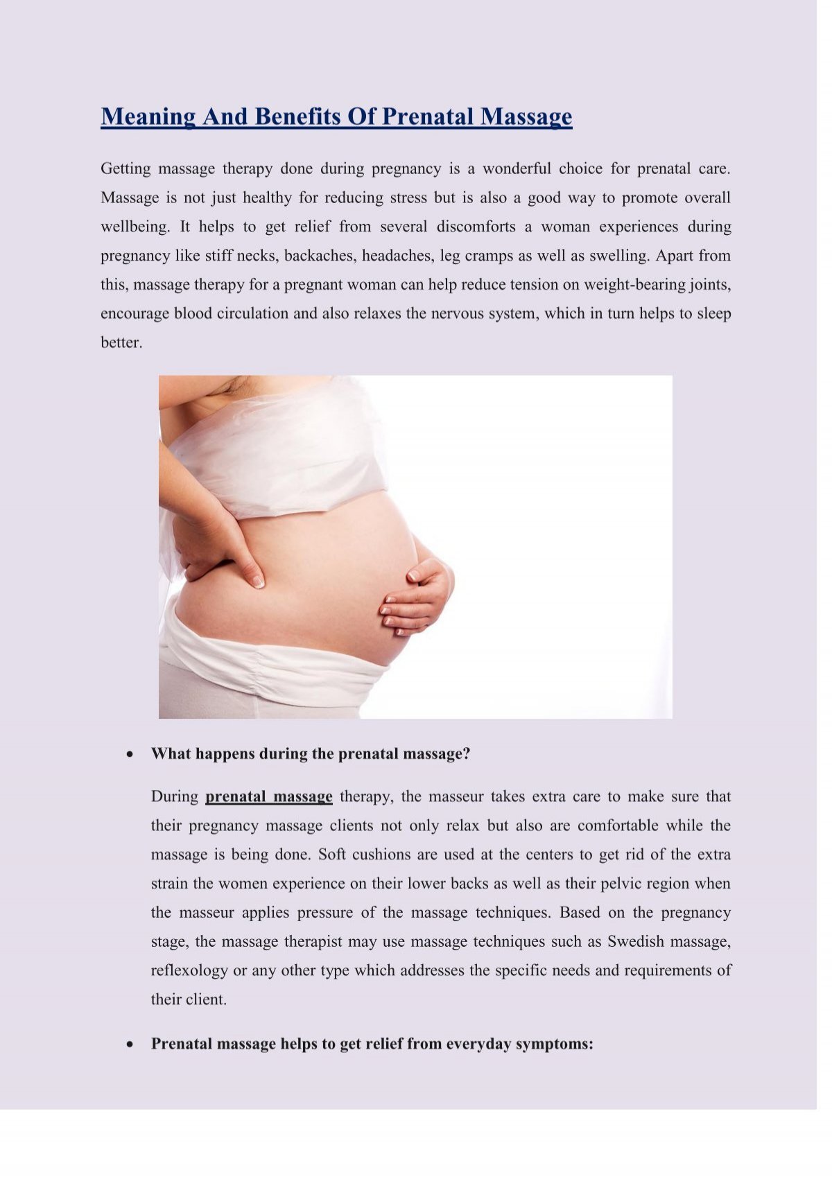 Meaning And Benefits Of Prenatal Massage