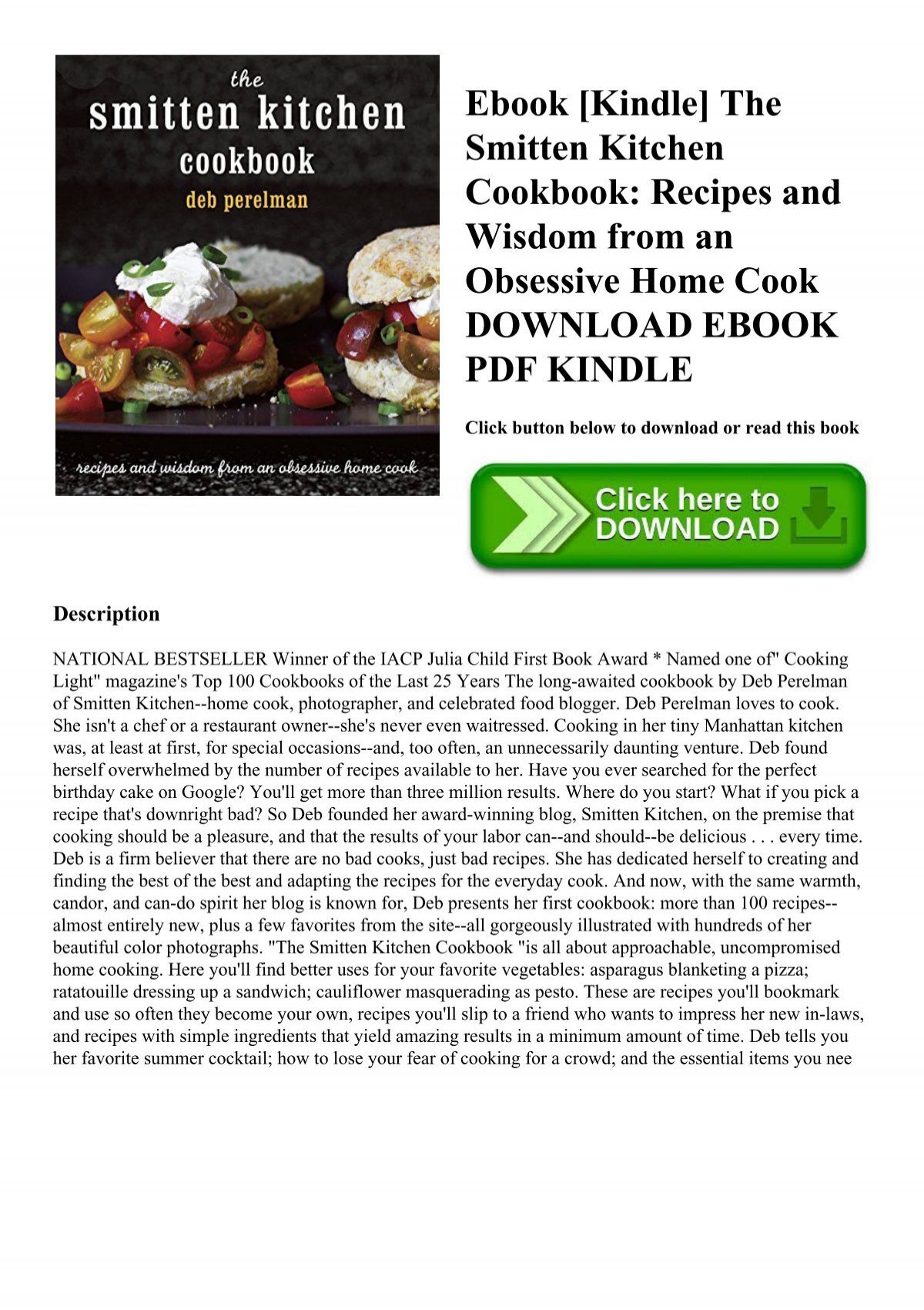 Ebook Kindle The Smitten Kitchen Cookbook Recipes And Wisdom From An Obsessive Home Cook Download Ebook Pdf Kindle