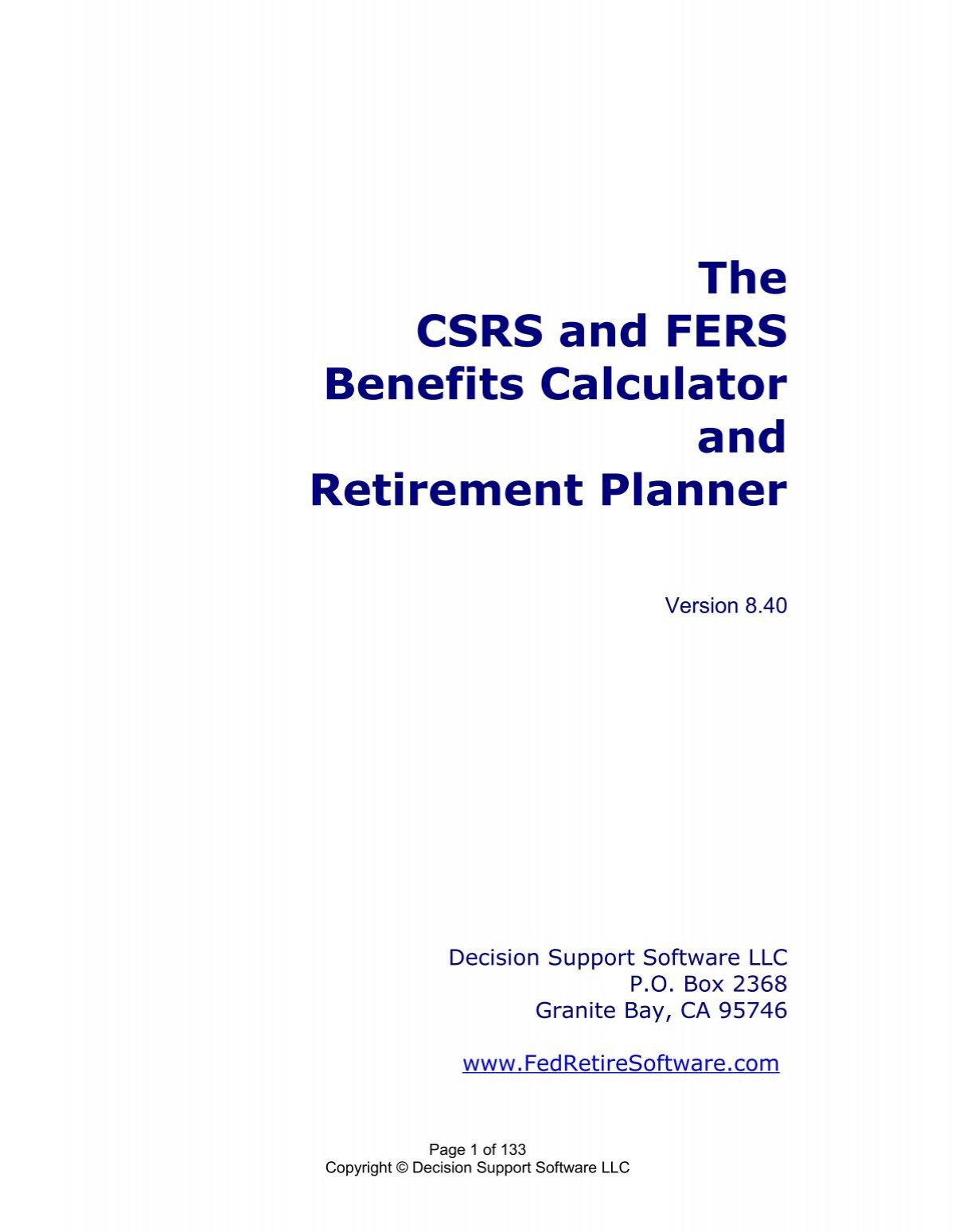 Projected Annuity Calculator / CSRS & FERS