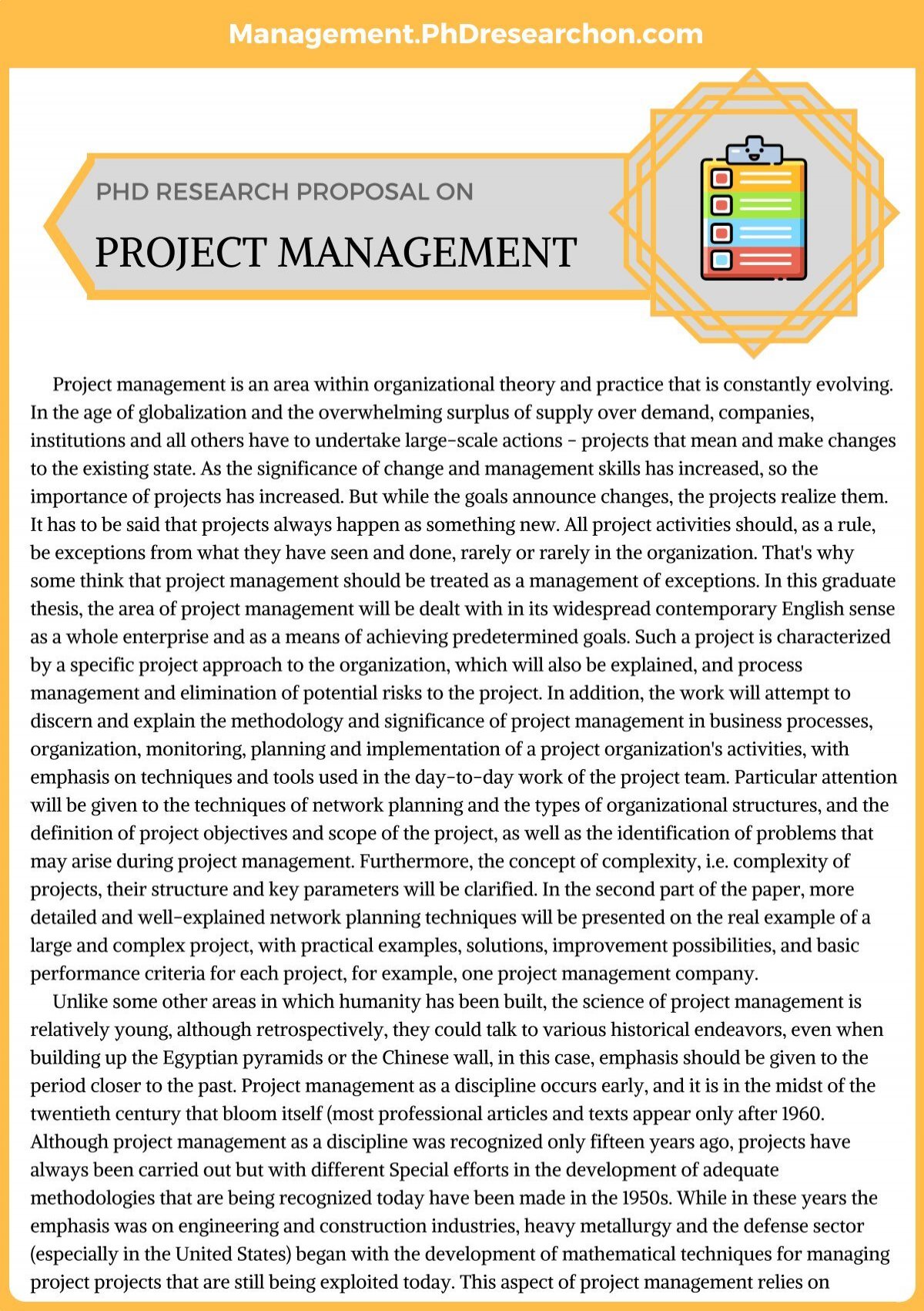 project proposal for phd application