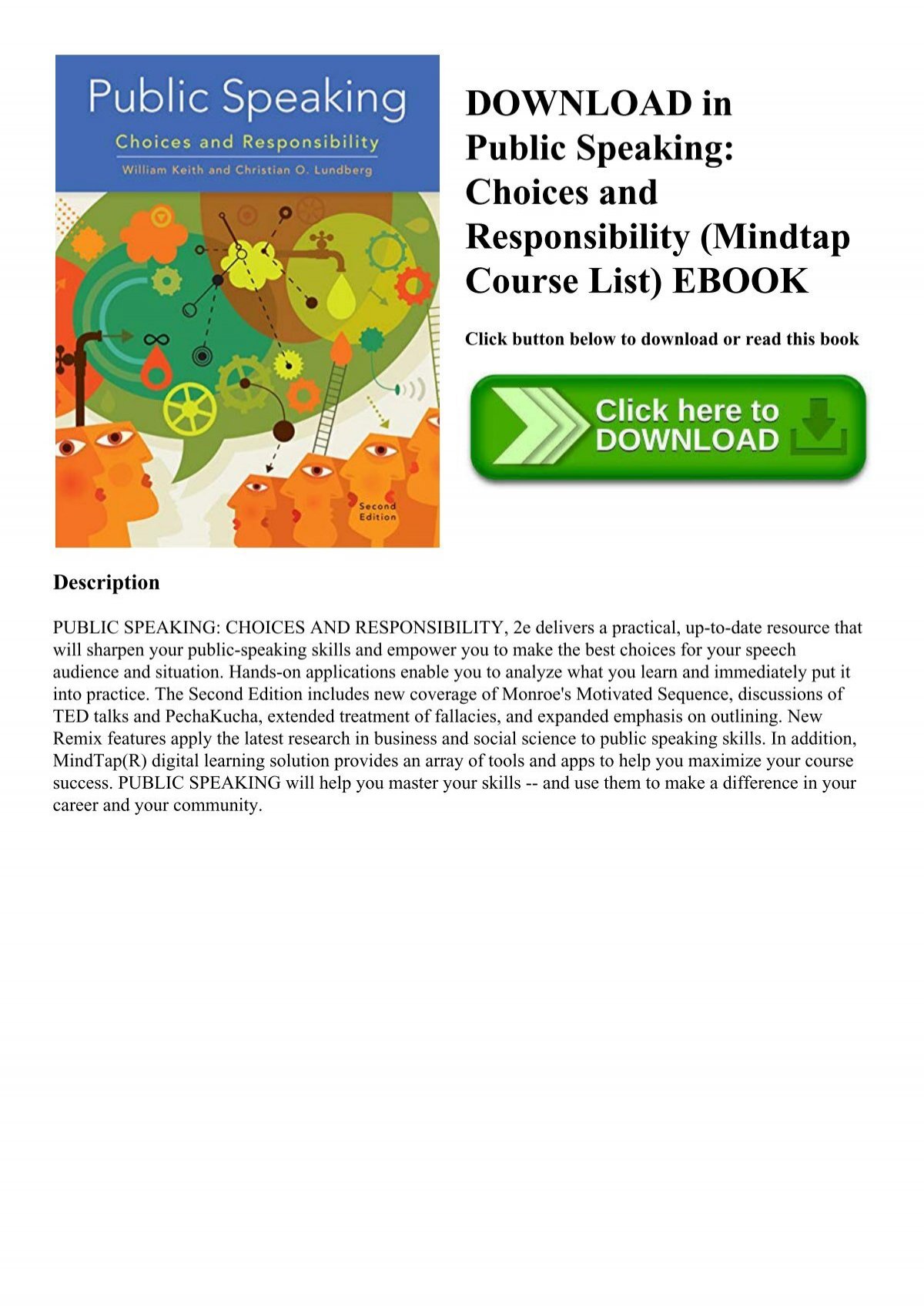 Public Speaking: Choices and Responsibility (Mindtap Course List)  (Paperback)