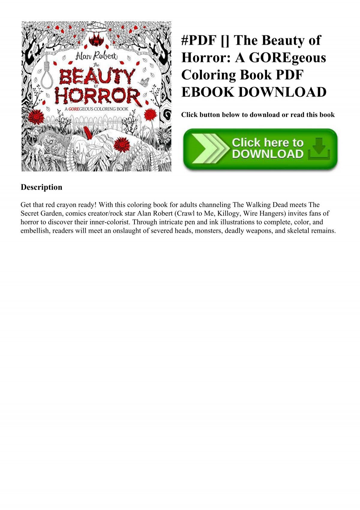 Download Pdf Download The Beauty Of Horror A Goregeous Coloring Book Pdf Ebook Download