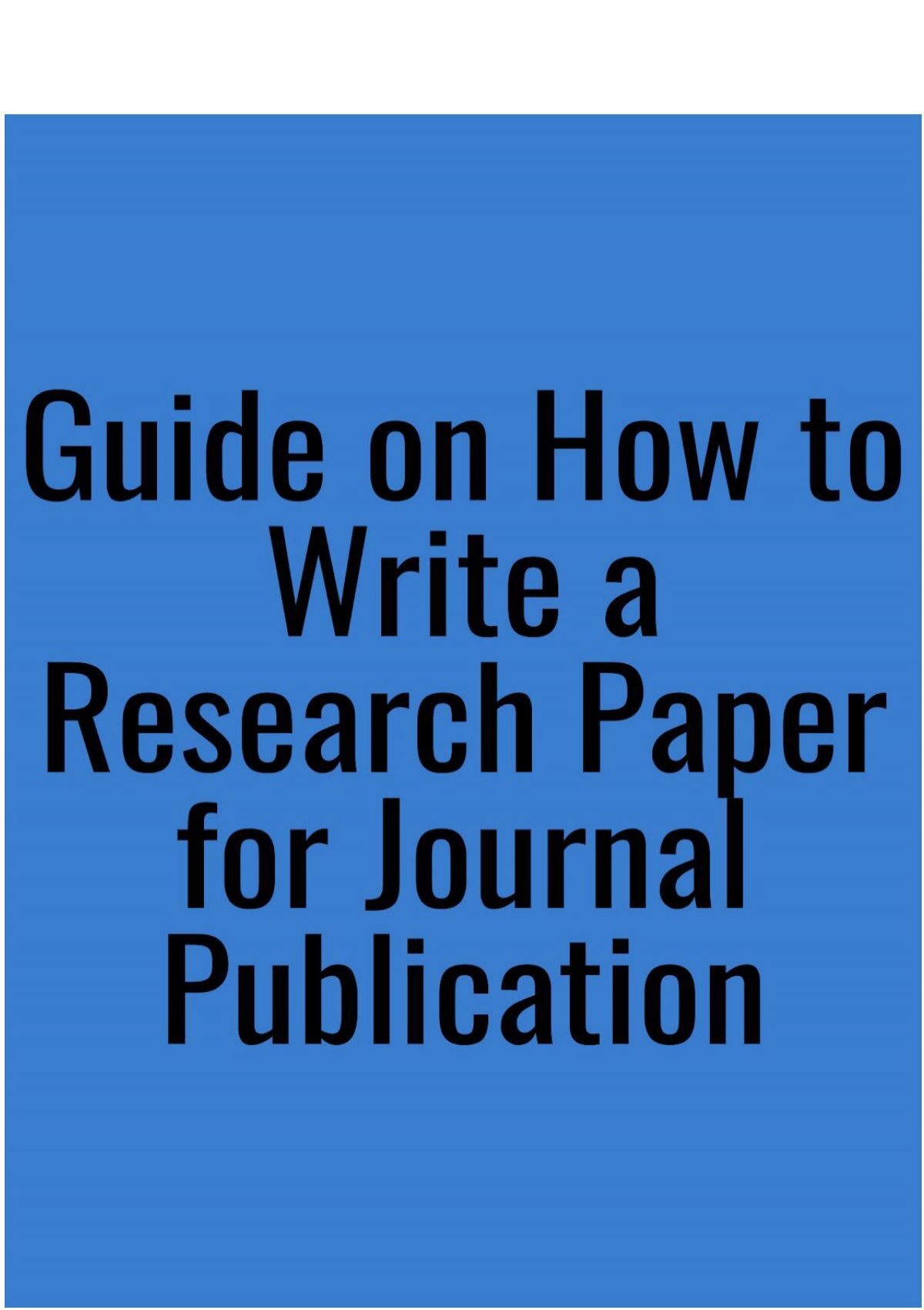how to write a research paper for journal publication pdf