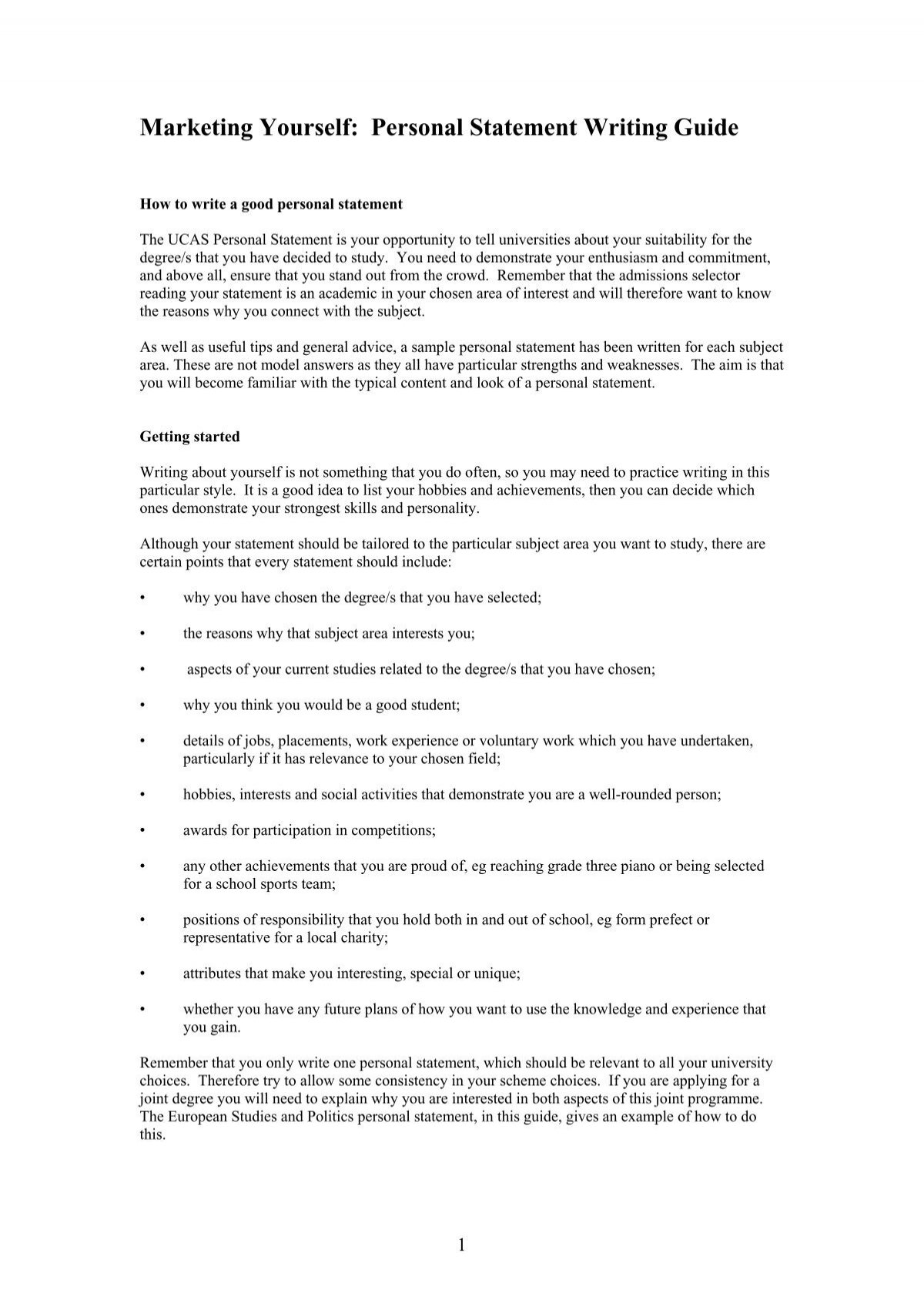 personal statement for promotion examples
