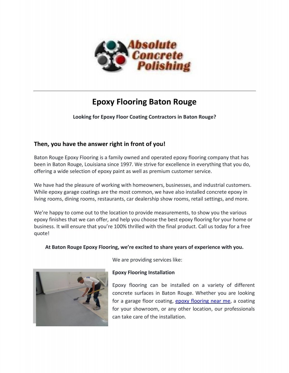Epoxy Flooring Baton Rouge You Re Trusted Epoxy Flooring Expert