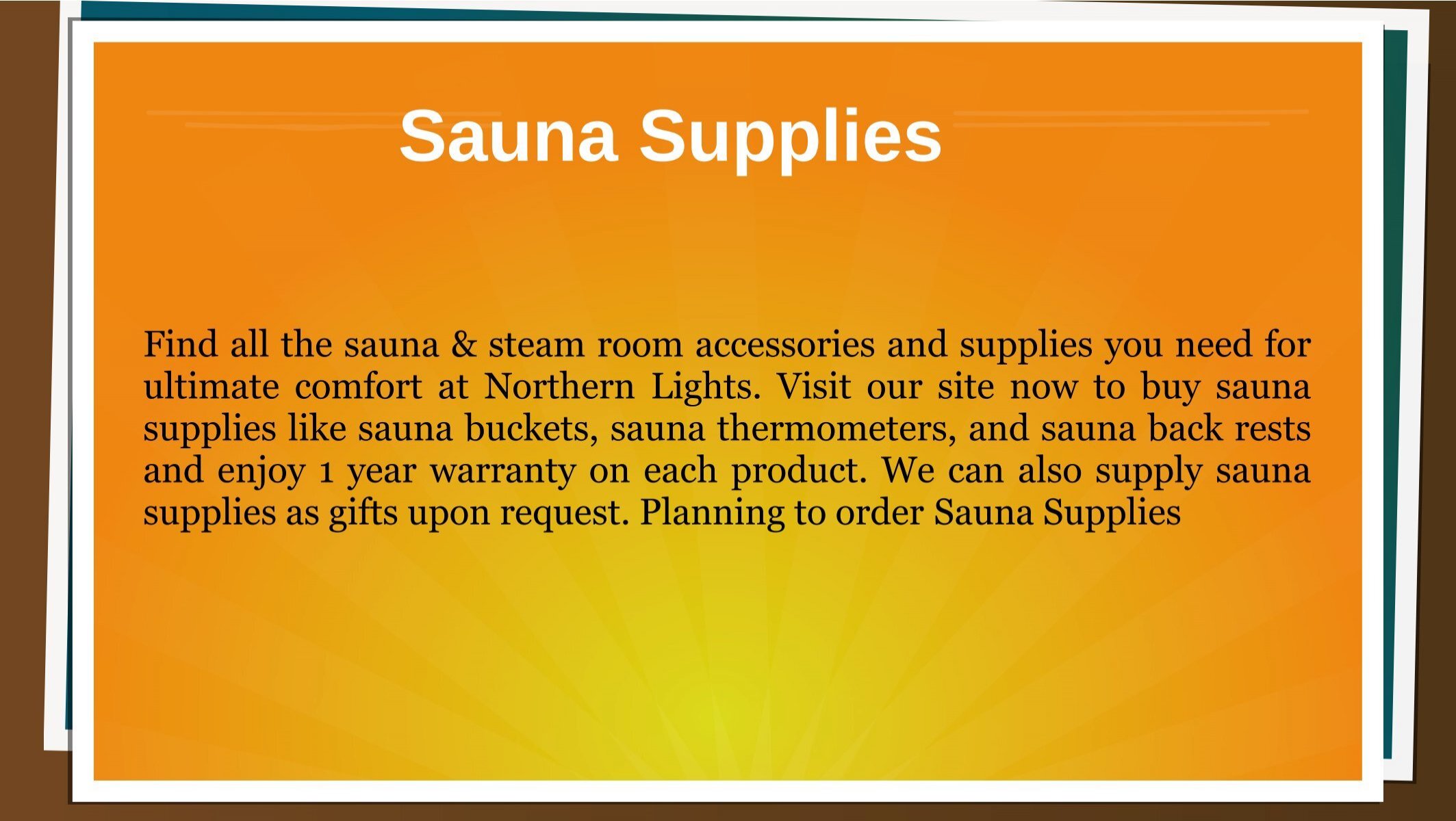 Best Quality Sauna Supplies