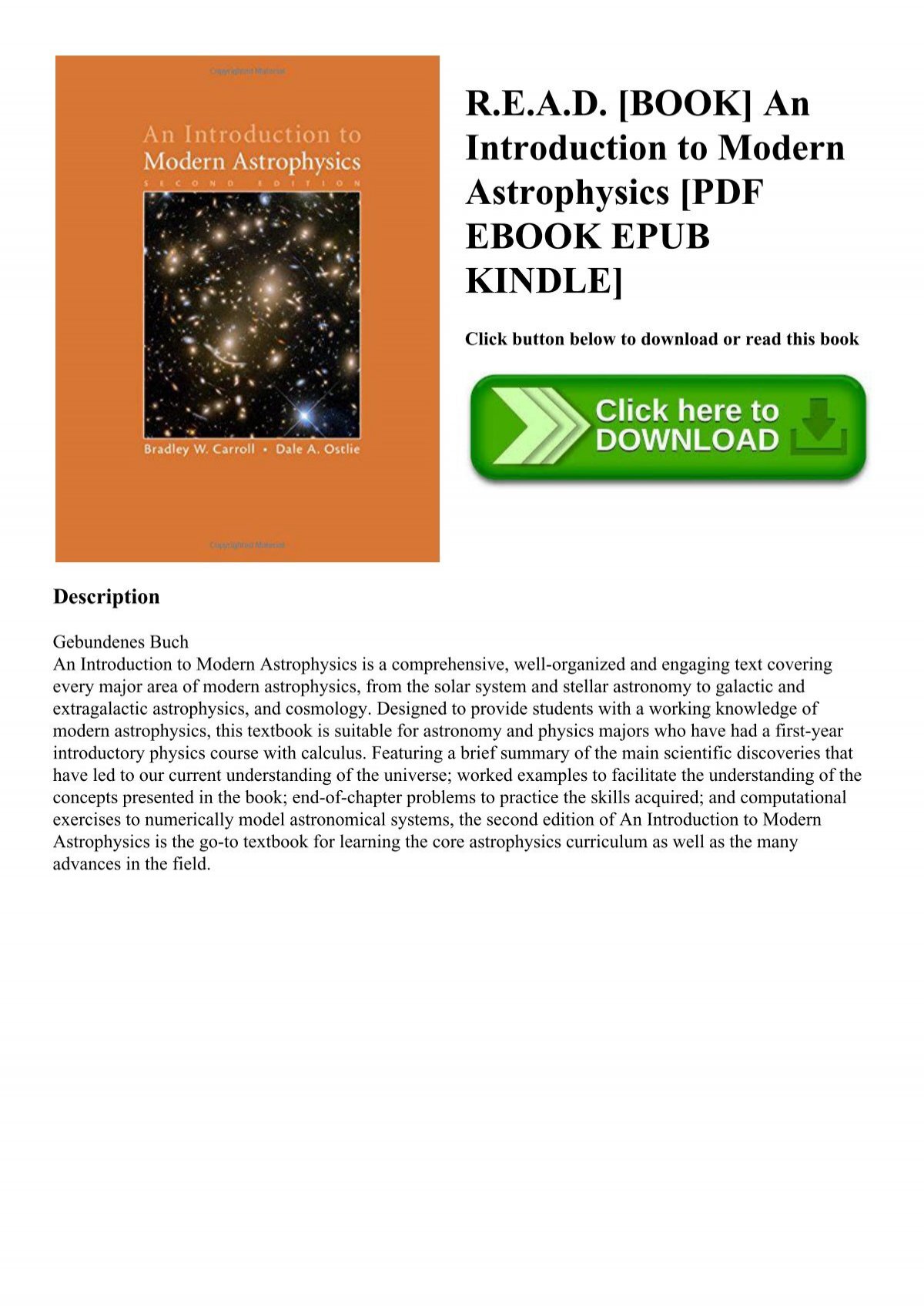 R E A D Book An Introduction To Modern Astrophysics Pdf Ebook Epub Kindle