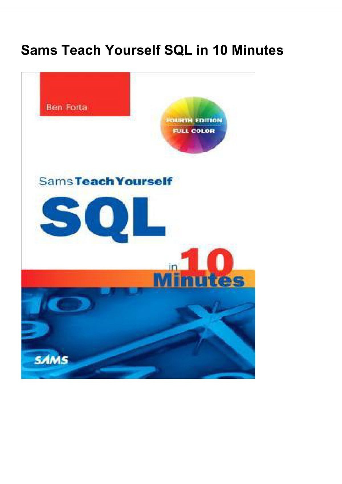 natural sams teach yourself sql in 10 minutes ebook pdf download sams teach yourself sql in 10 minutes