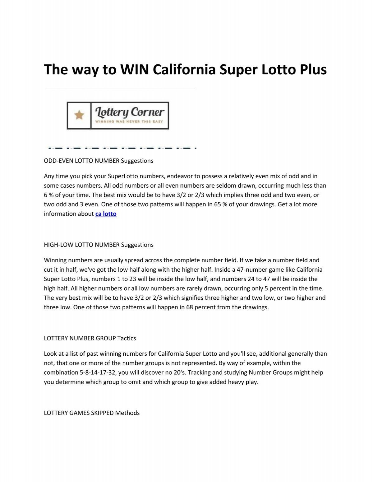 california lottery past winning numbers super lotto
