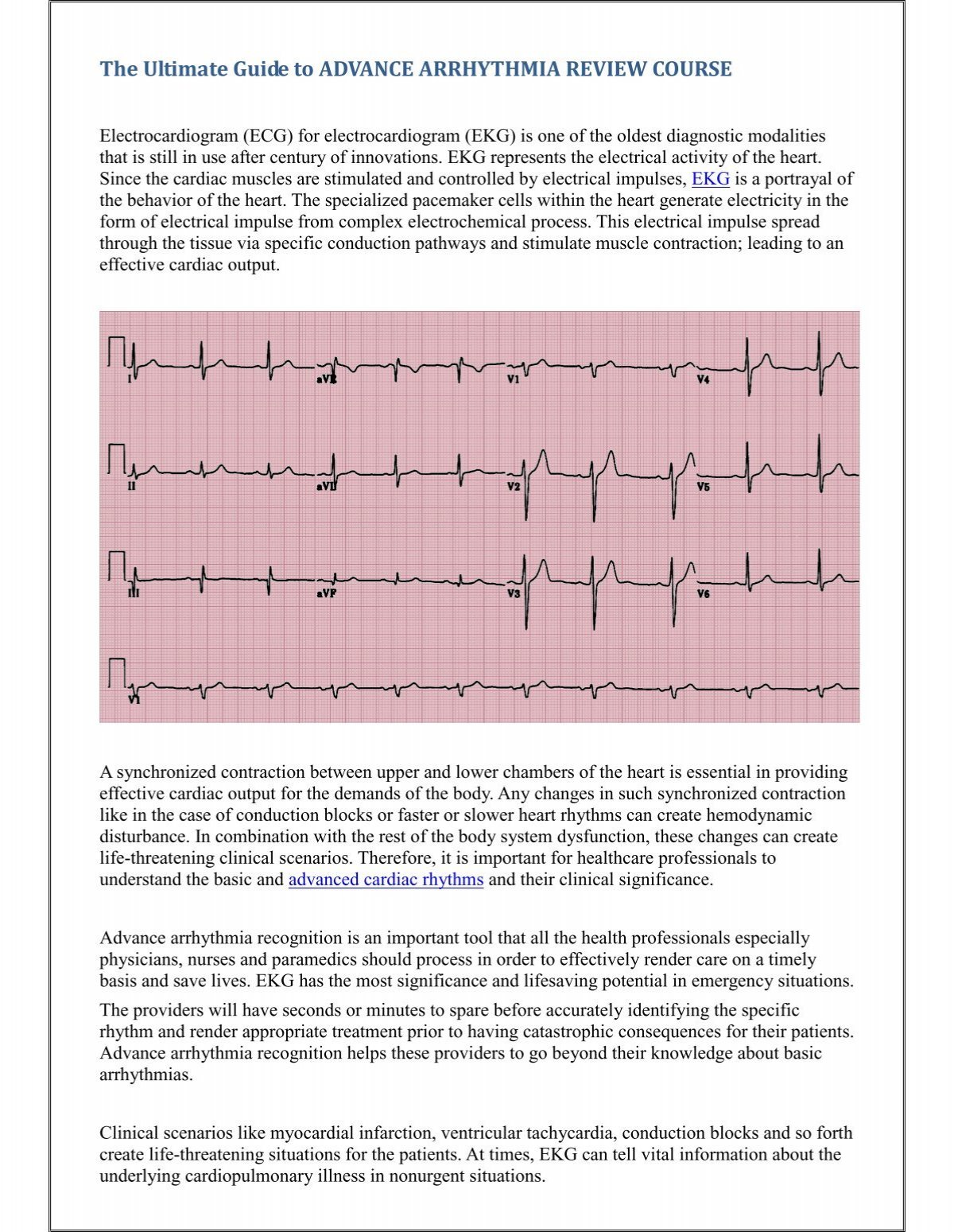 The Ultimate Guide To ADVANCE ARRHYTHMIA REVIEW COURSE