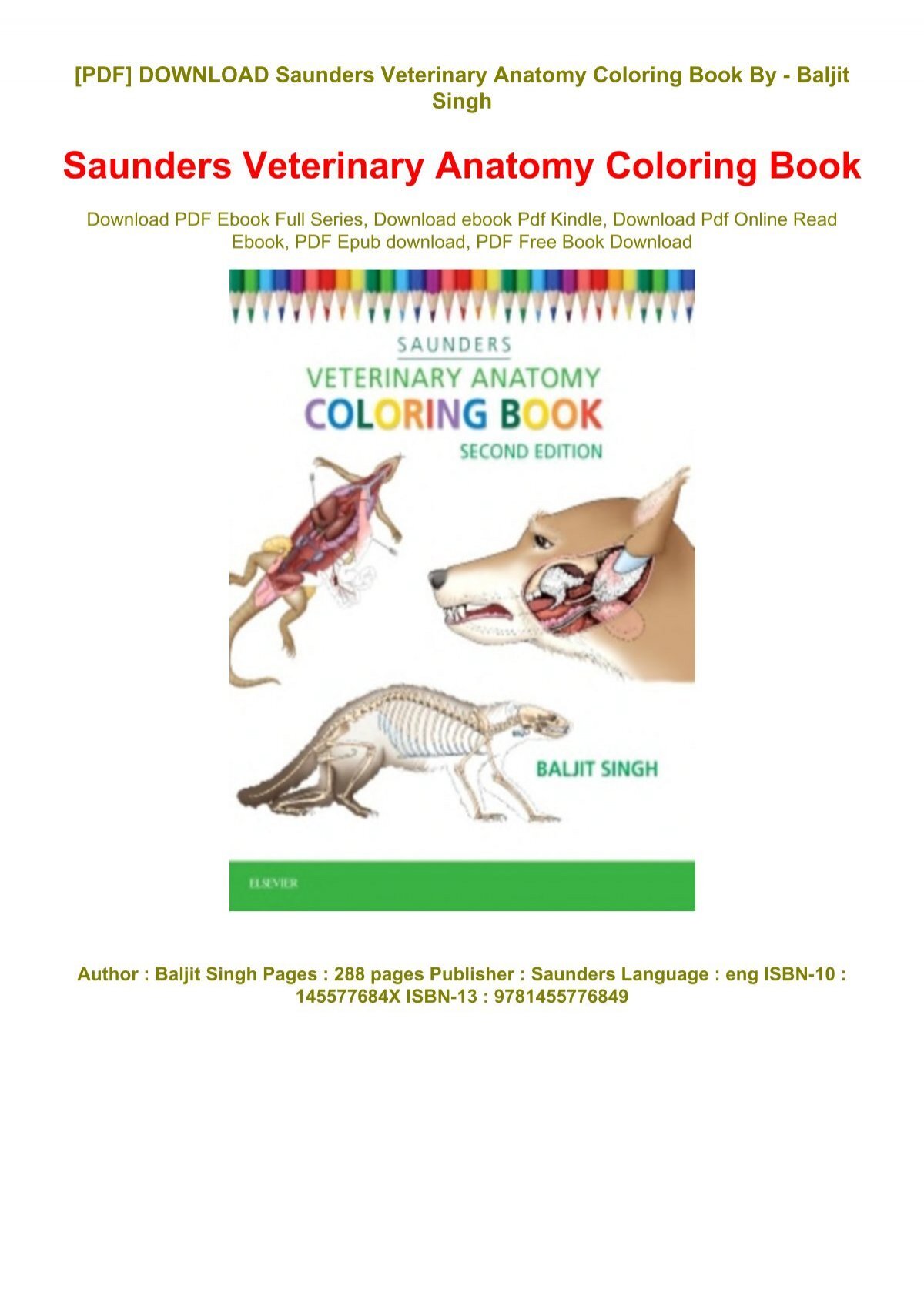 animal anatomy coloring pages