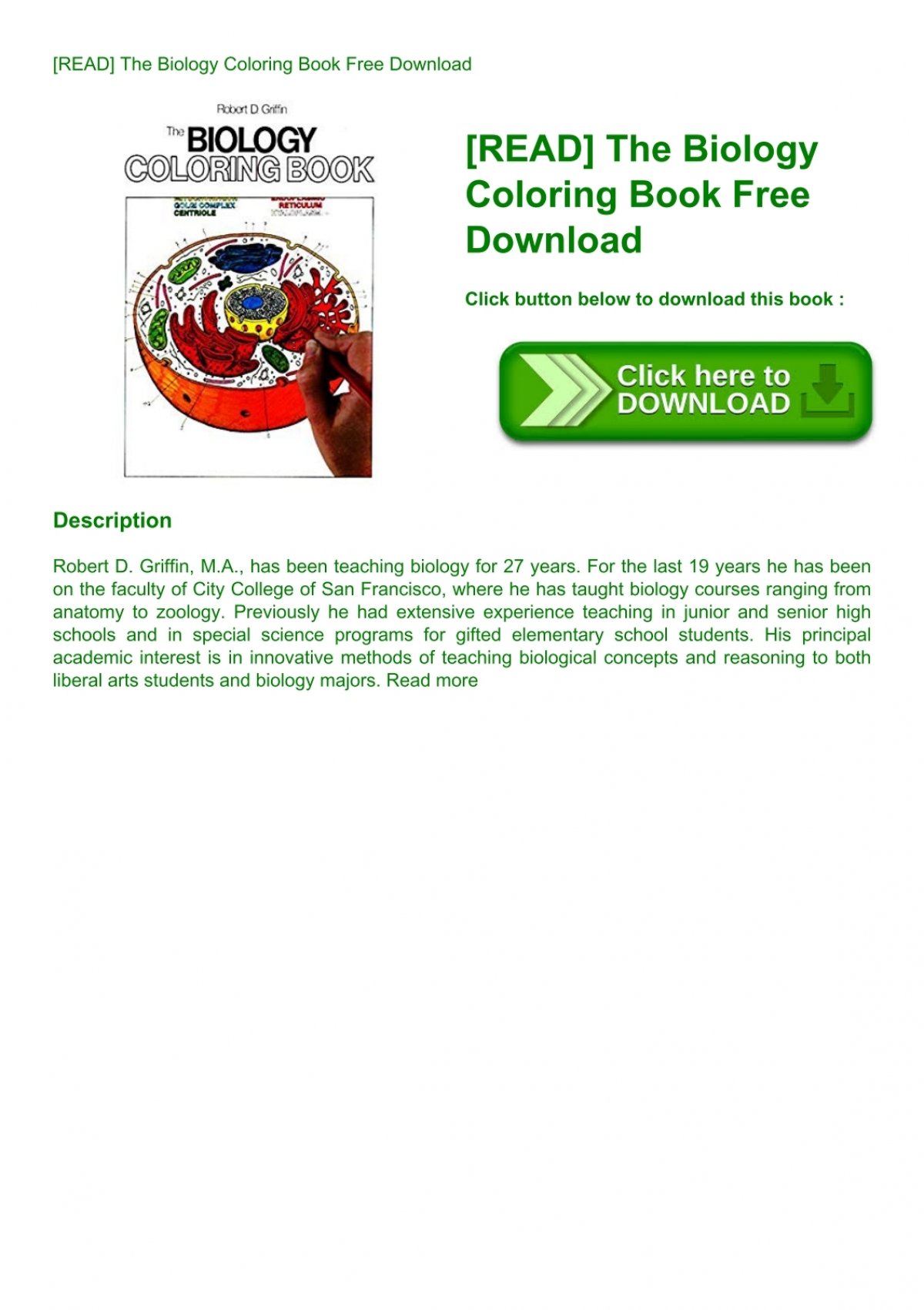 Download Read The Biology Coloring Book Free Download