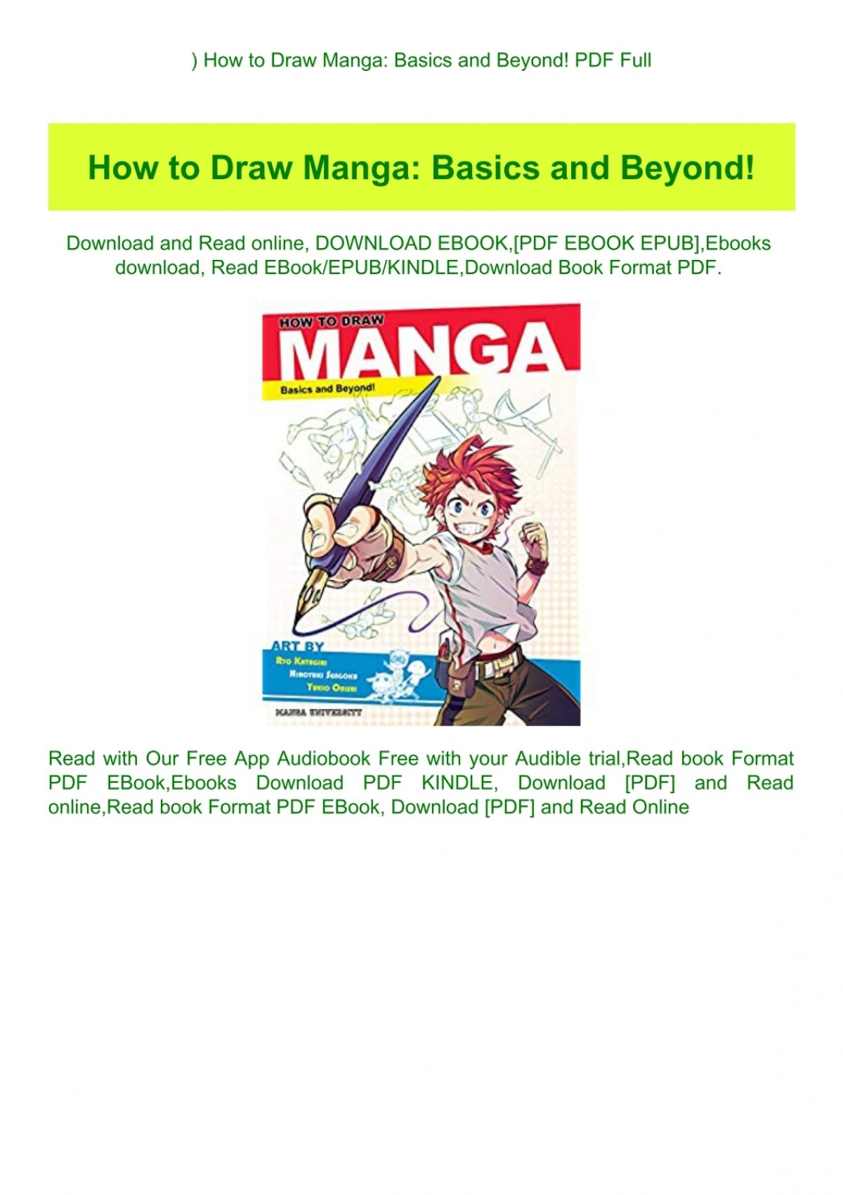 Read How To Draw Manga Basics And Beyond Pdf Full 