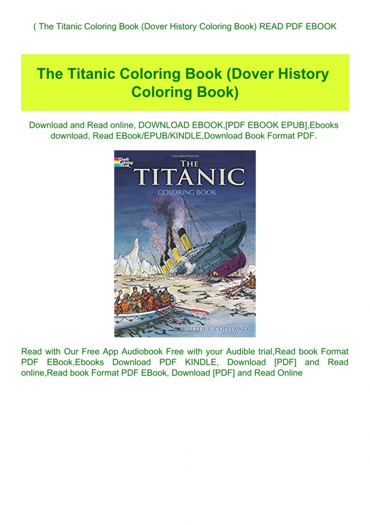Download B O O K The Titanic Coloring Book Dover History Coloring Book Read Pdf Ebook