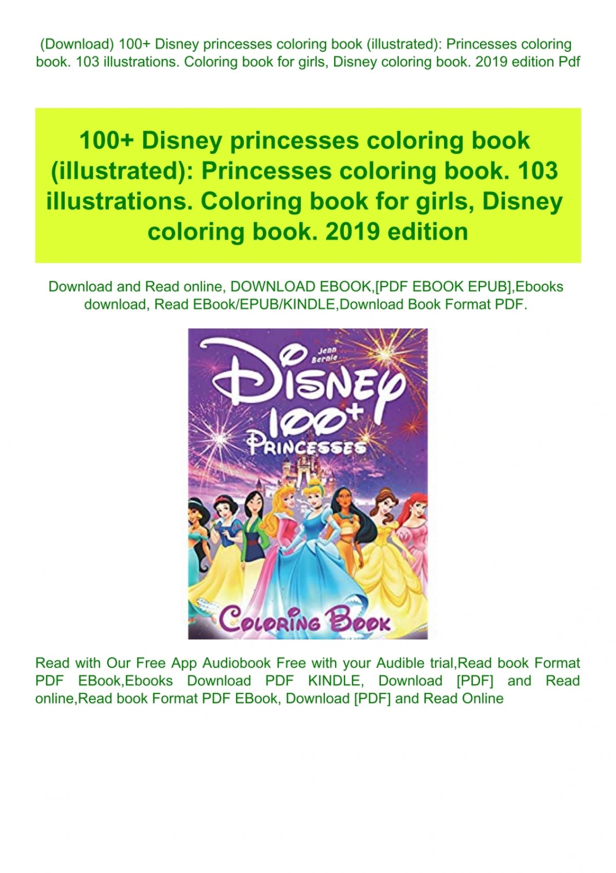 Download Download 100 Disney Princesses Coloring Book Illustrated Princesses Coloring Book 103 Illustrations Coloring Book For Girls Disney Coloring Book 2019 Edition Pdf