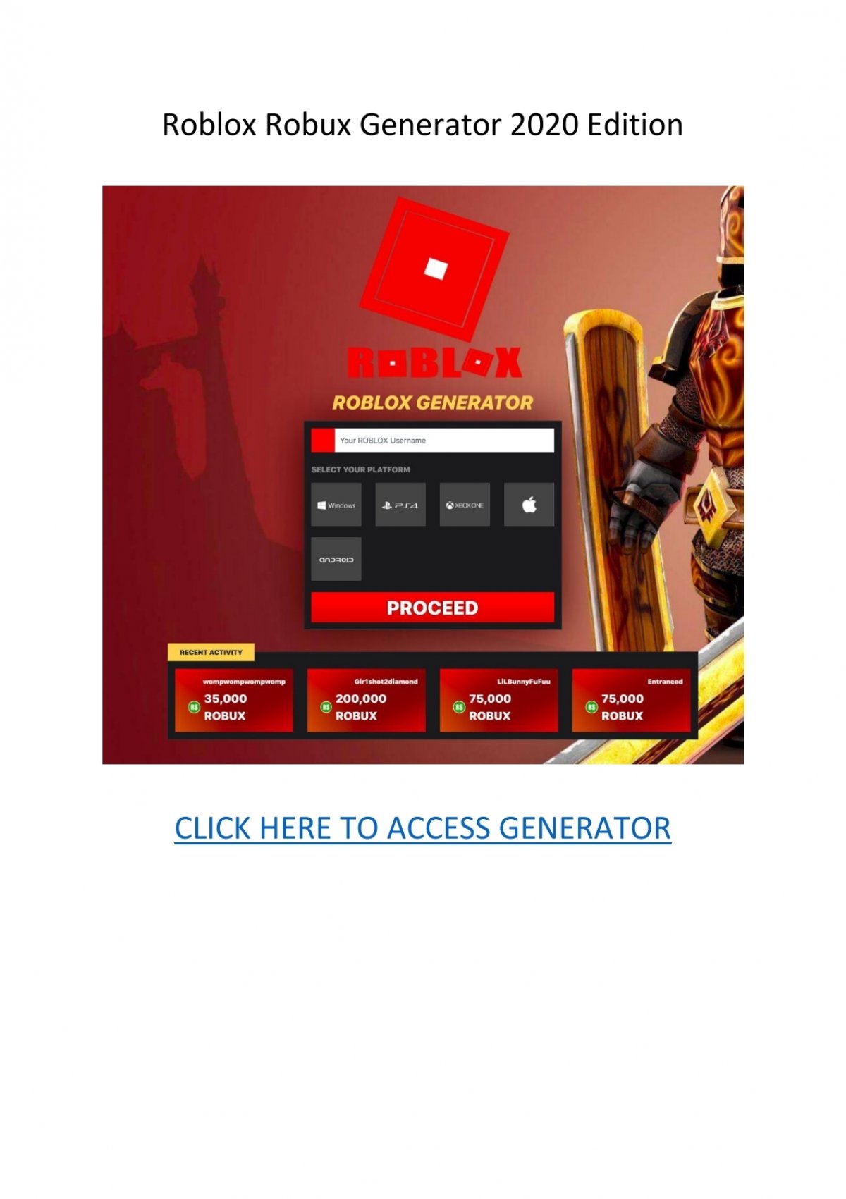 Free Robux Generator 2020 Roblox - roblox robux hack publications facebook