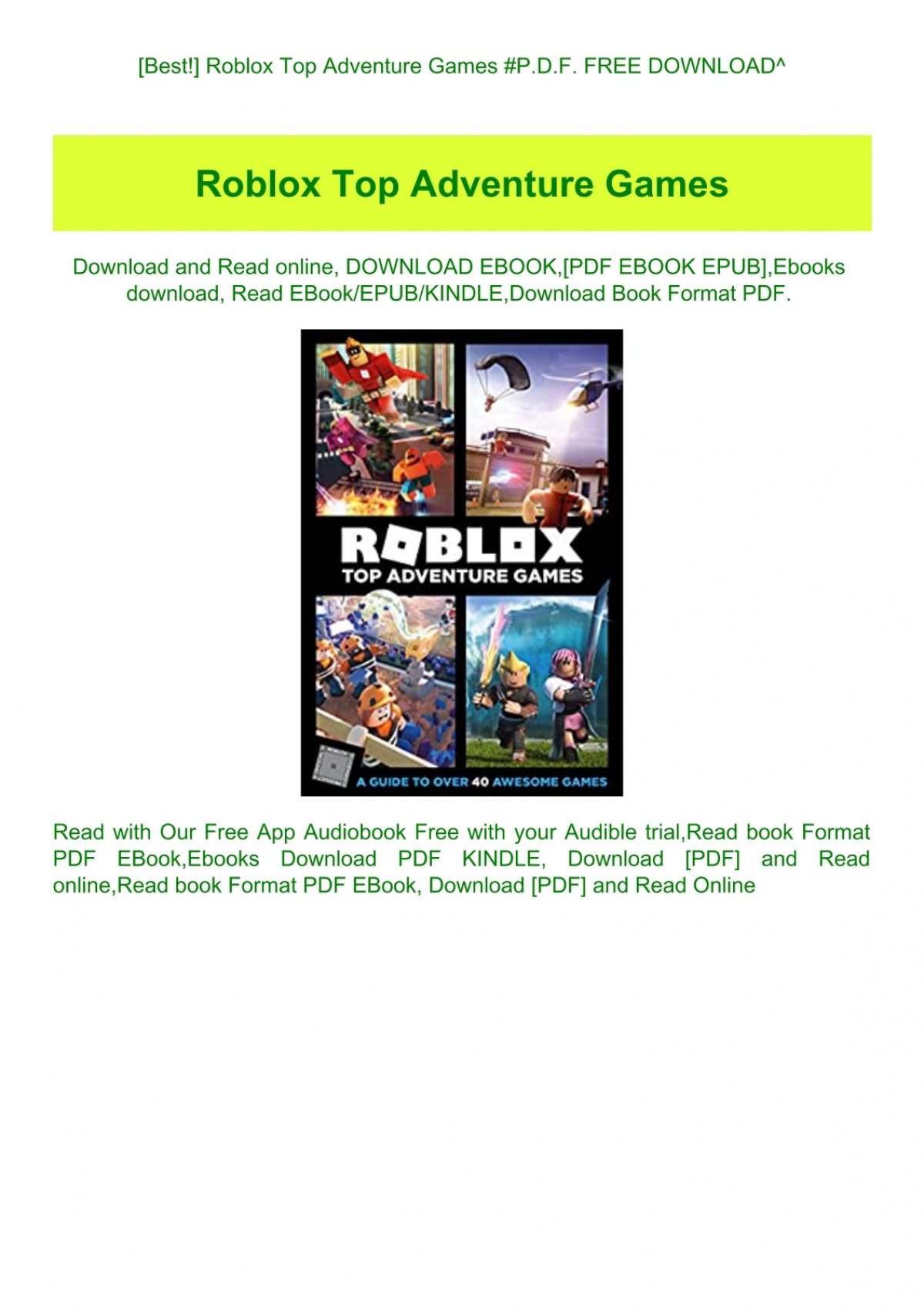 Best Roblox Top Adventure Games P D F Free Download - download roblox free on kindle