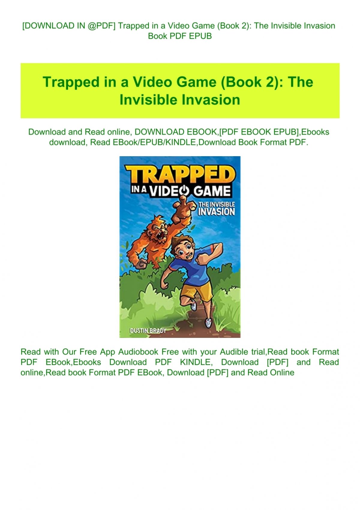 Download In Pdf Trapped In A Video Game Book 2 The Invisible Invasion Book Pdf Epub