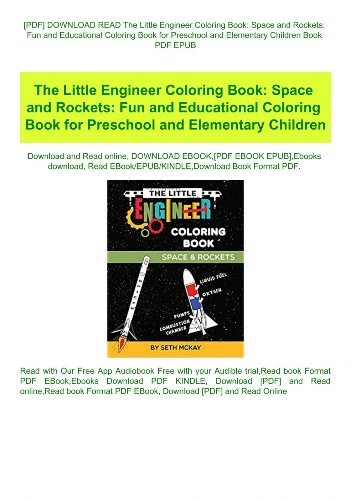 Download Pdf Download Read The Little Engineer Coloring Book Space And Rockets Fun And Educational Coloring Book For Preschool And Elementary Children Book Pdf Epub